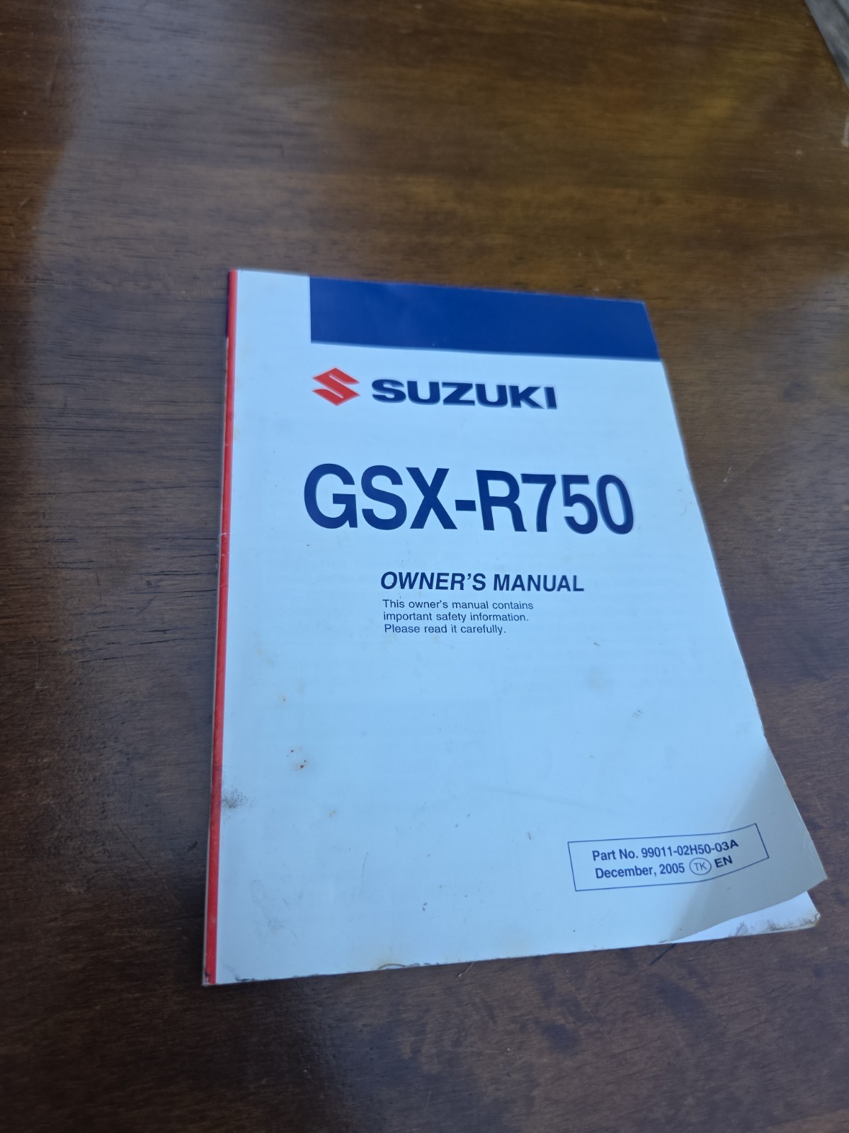 SUZUKI GSX-R750 GSX-R 750 GSX750R K5 2005 OWNER\'S OWNER MANUAL 99011-30G51