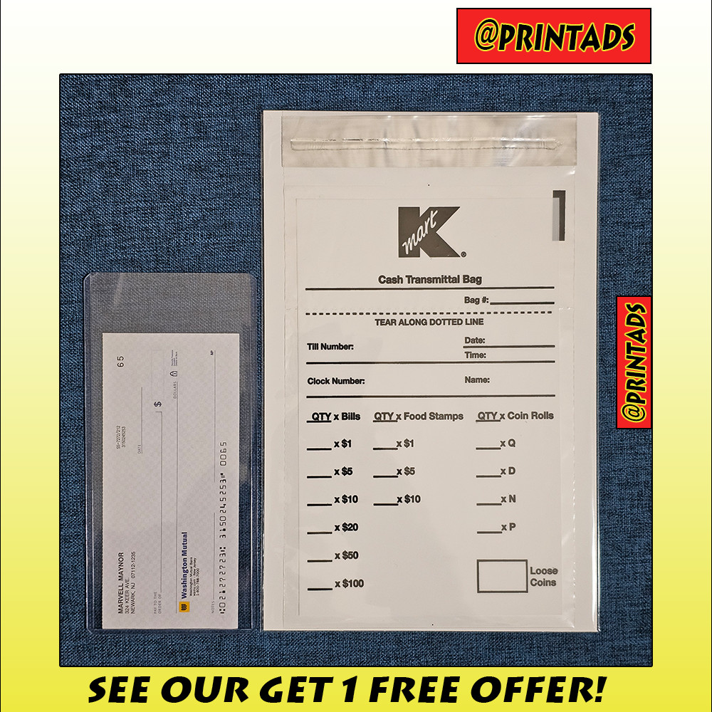 Washington Mutual Bank Unused Check No. 65 + Bonus Kmart Cash Transmittal Bag