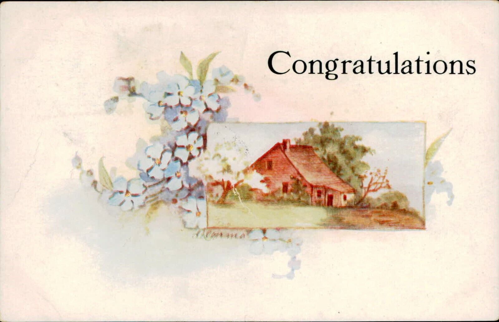 Postcard Holiday Congratulations Divided Back Posted 1916