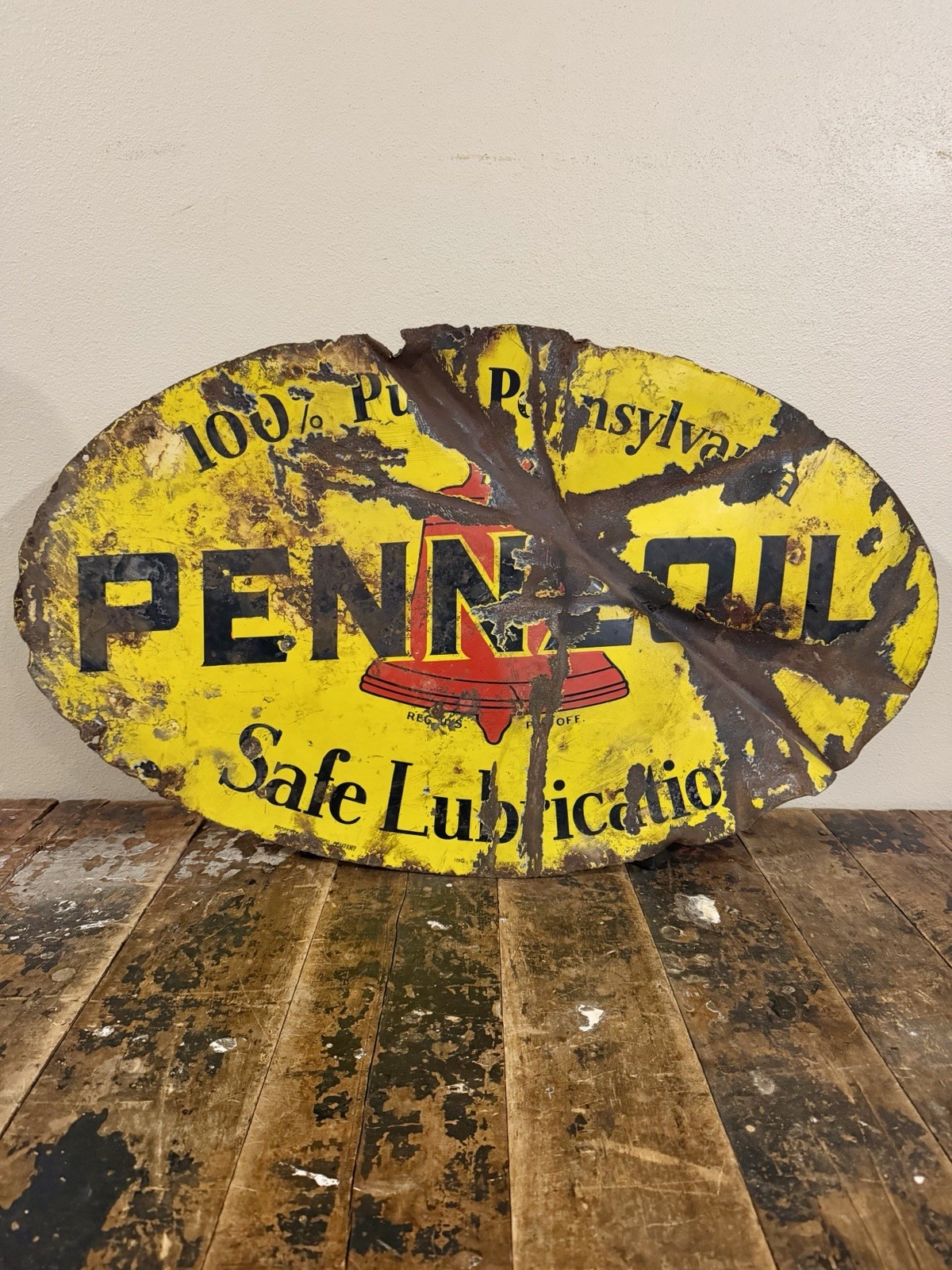 Vtg 31X 18 Porcelain Dbl Sided Ing-Rich BeaverFalls PA  Penzoil Advertising Sign