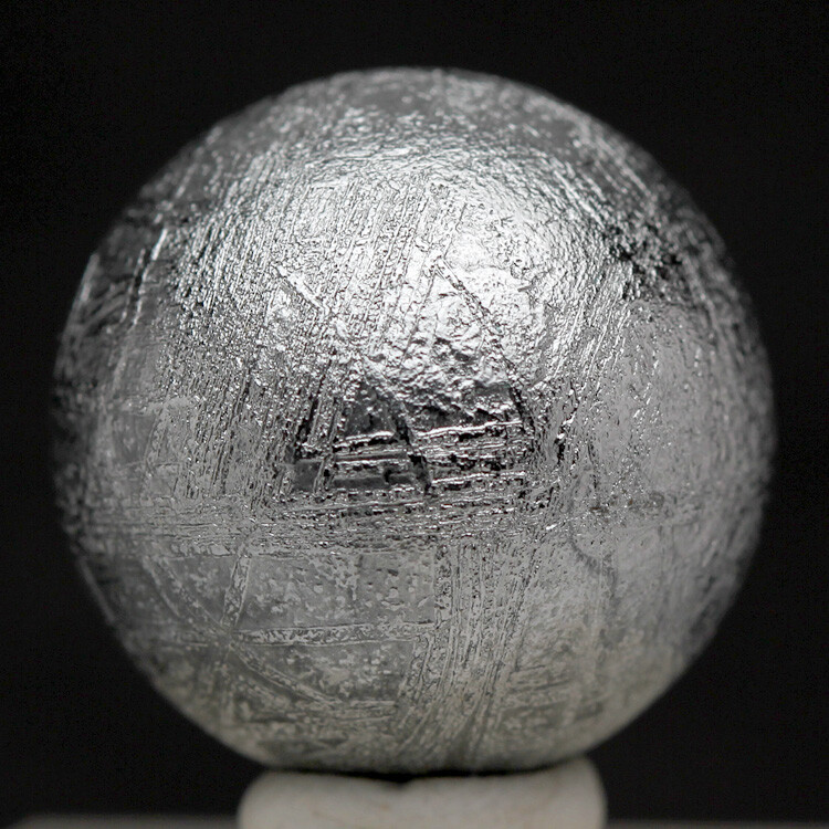 SEYMCHAN IRON METEORITE SPHERE Rhodium Plated Carving Etched WIDMANSTATTEN