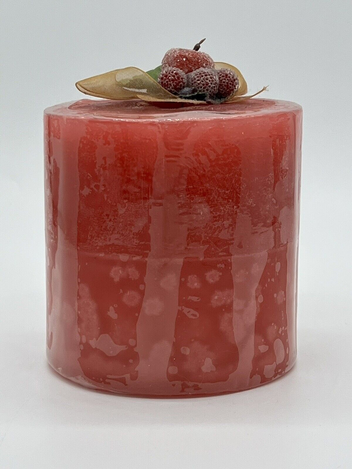 Vintage Lumina Pacific Red Christmas Candle With Frosted Strawberry 5x4”