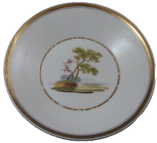 Antique 19thC Popov Porcelain Russian Scenic Saucer Popoff Russia Popow