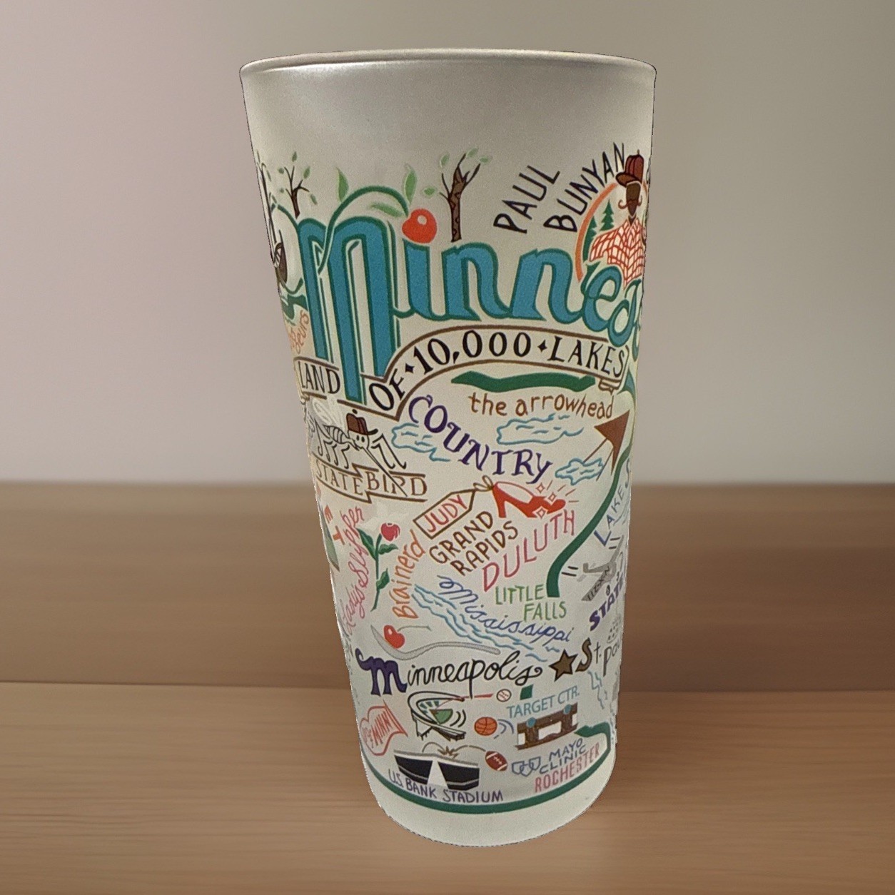 Catstudio Minnesota Drinking Glass Land Of 10,000 Lakes Paul Bunyan by Ocean