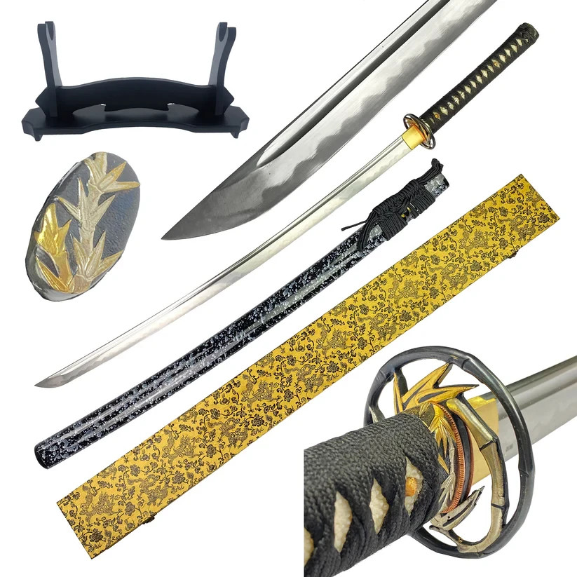 Musashi Take Bamboo Hand Forged Clay Tempered T10 Samurai Katana Sword