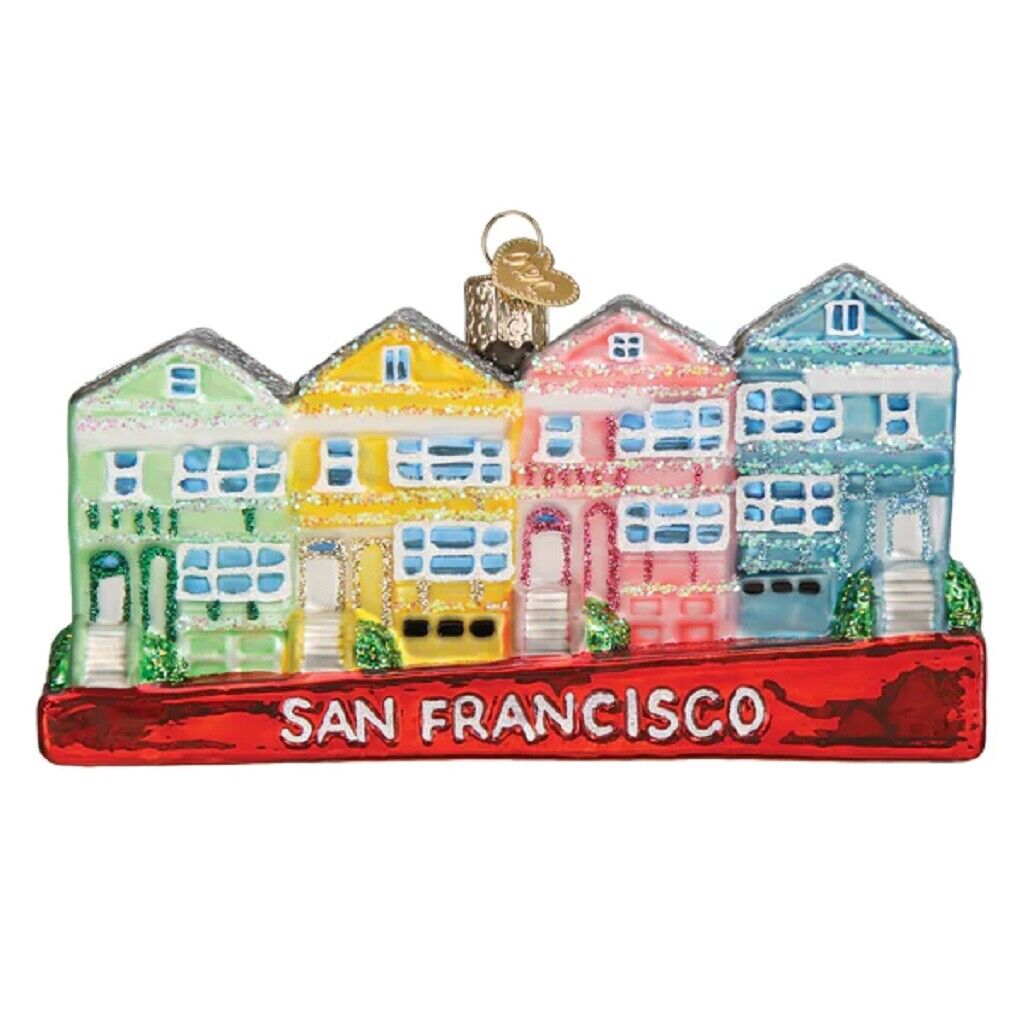 Old World Christmas San Francisco Painted Ladies Glass Ornament FREE BOX 5 inch