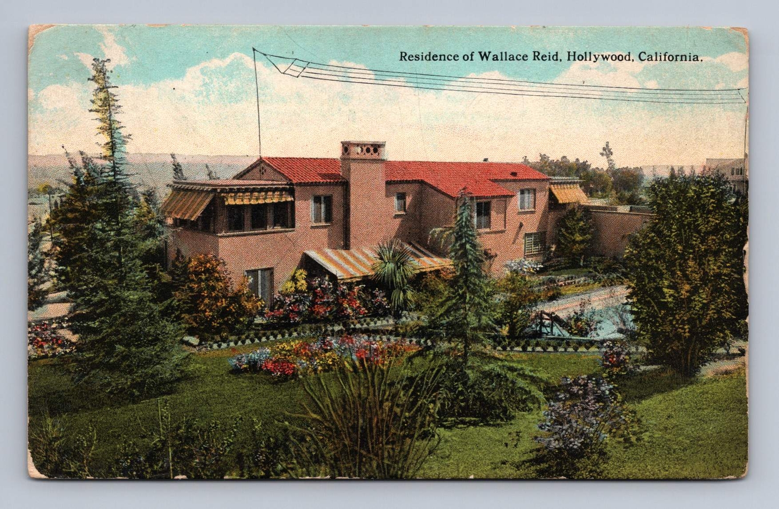 Los Angeles Antique California Postcard HOLLYWOOD Wallace Reid House 1928