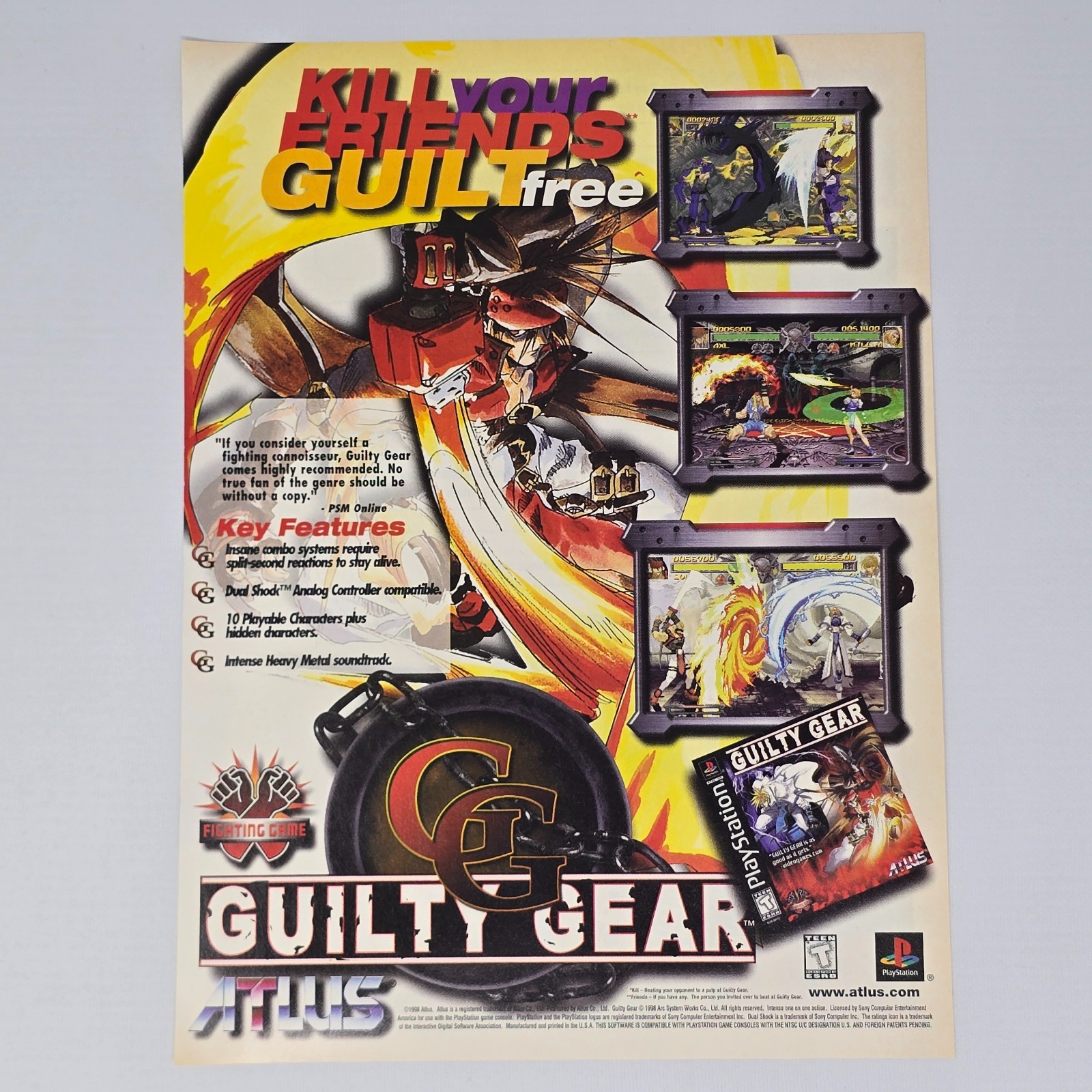 Guilty Gear PlayStation PS1 Kill Your Friends Print Ad/Poster