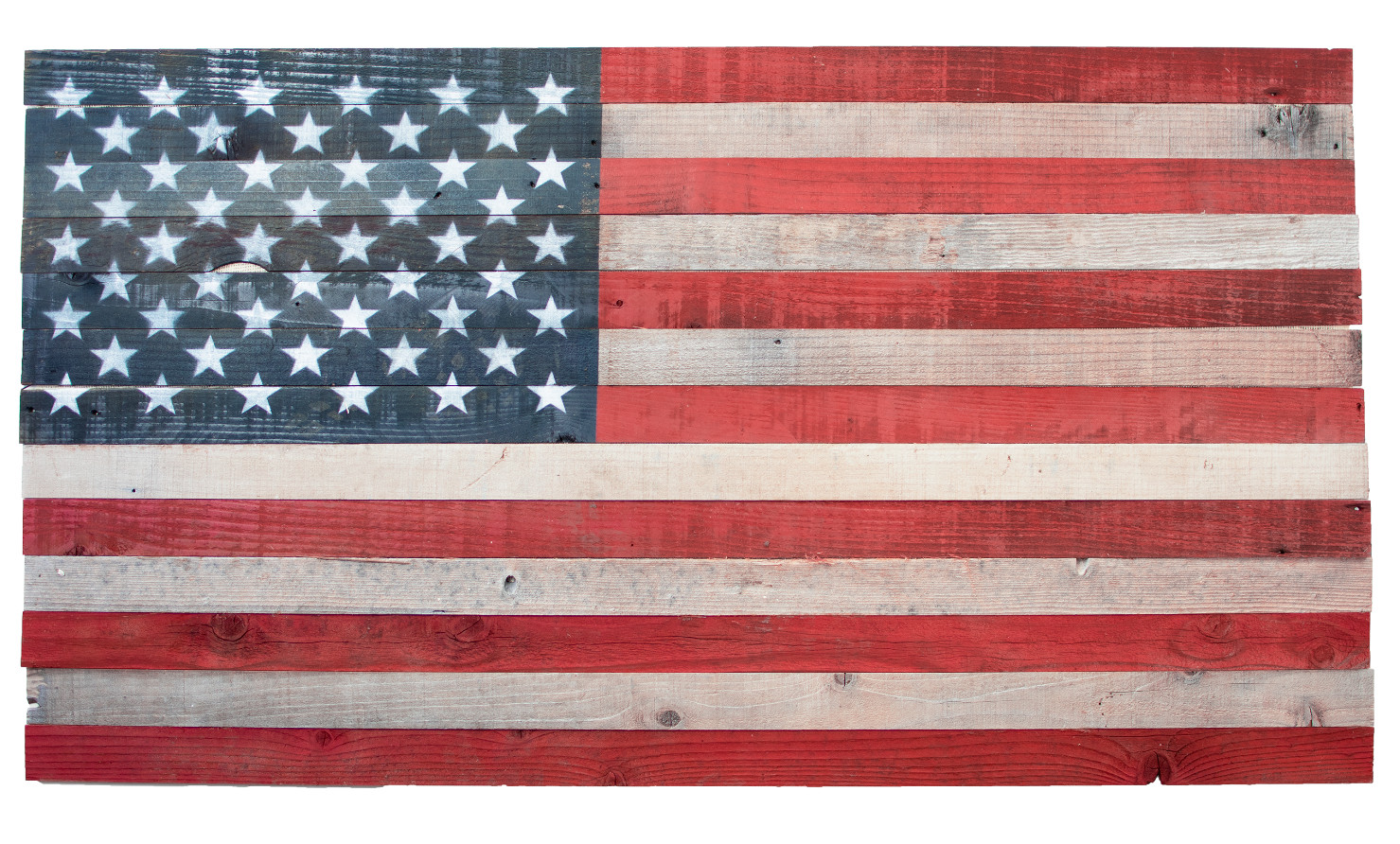Wooden American Flag Navy Blue Hand-Made 48\'\' X 27\'\' 4th Of July Hanging USA