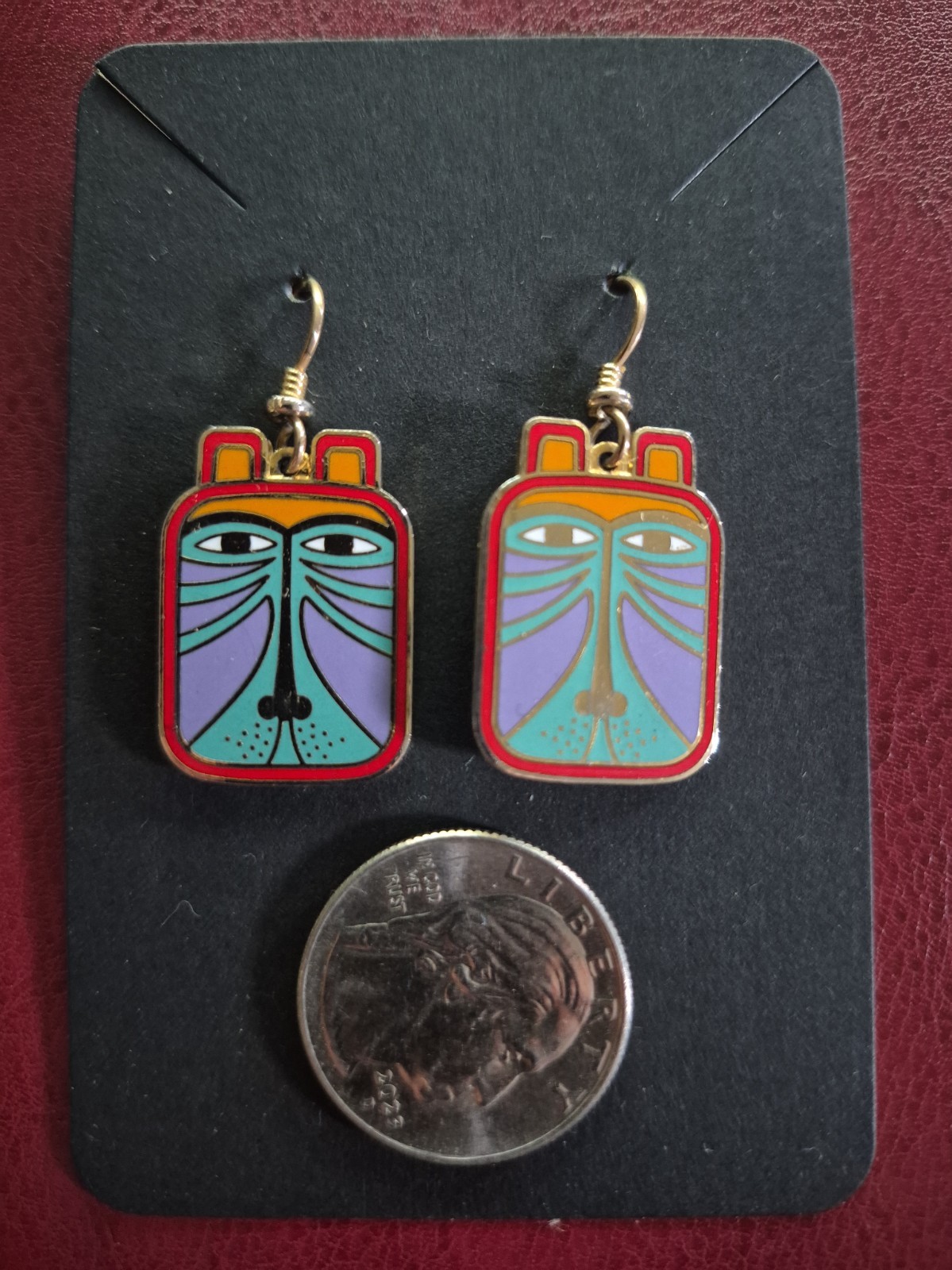 Vintage a Laurel Burch \'Toshio\' Enamel and Gold Tone Earrings by Janice Busch