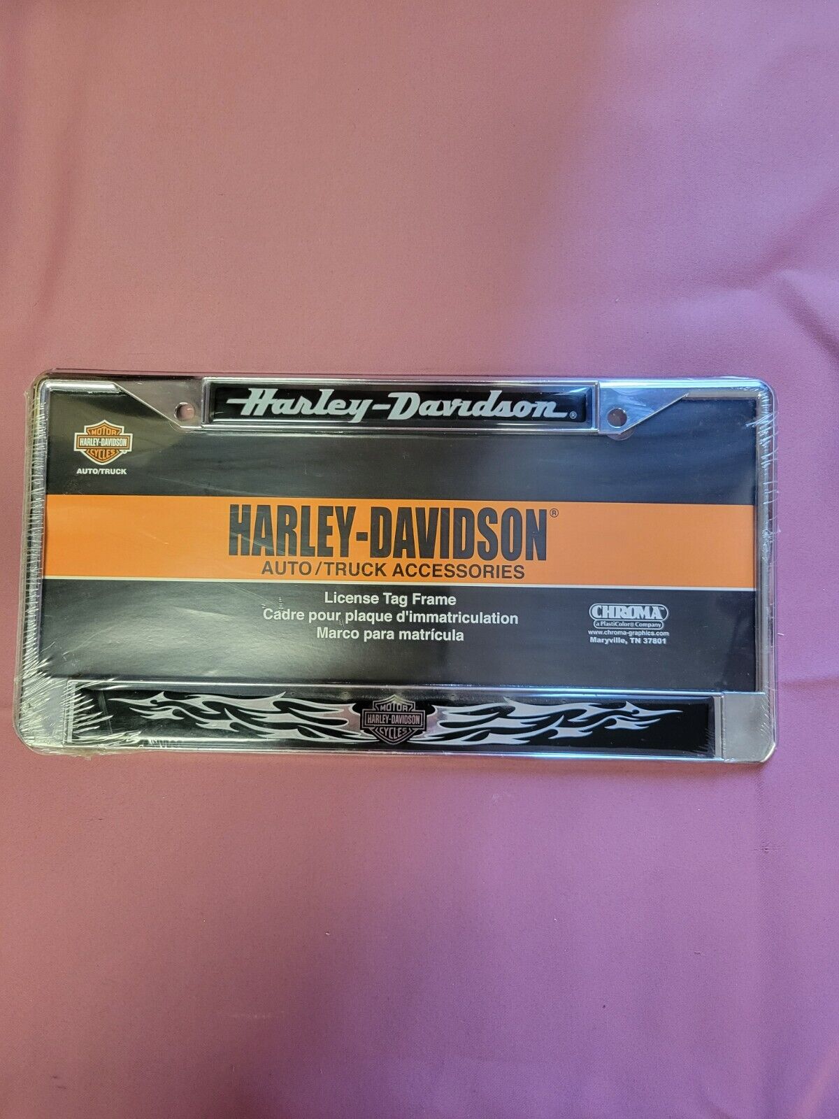 Chroma Graphics Black Harley-Davidson Bar & Shield Logo Domed License Plate Fram
