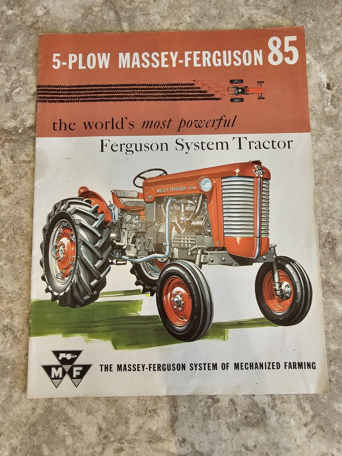 1959 5-Plow Massey Ferguson 85 Tractor Catalog Brochure Vintage Original VG+ 