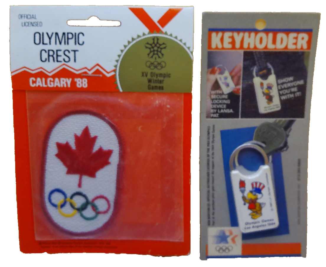 1984 1988 Los Angeles Calgary Olympics lot 2 NOS keychain patch USA Canada 1984 1988 Los Angeles Calgary Olympics lot 2 NOS keychain patch USA Canada