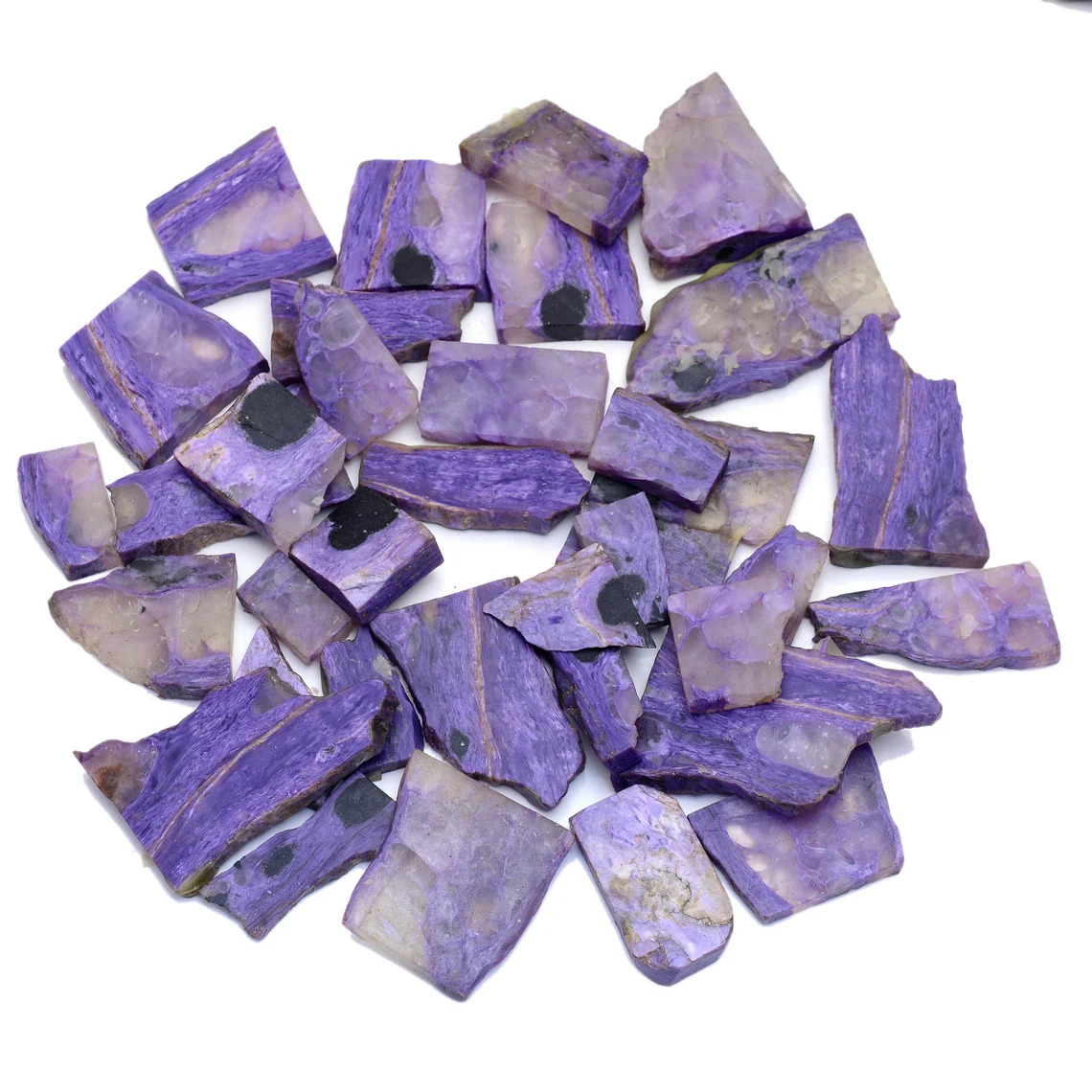 Natural Purple Charoite Rough Slices Specimen Minerals 30-50 MM-RAW GEMSTONE.