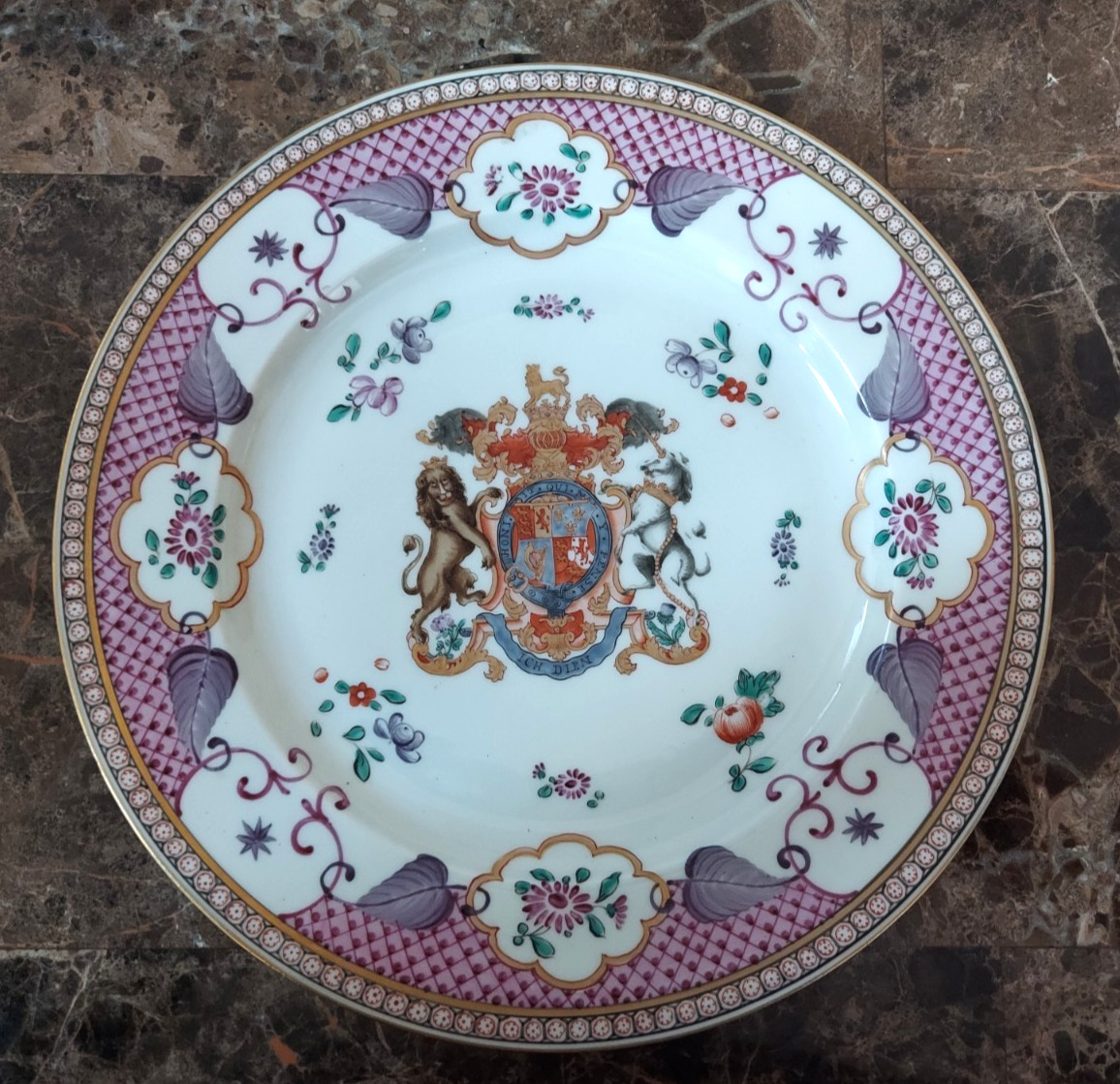 Antique Samson Armorial Porcelain Plate Chinese Export Style 9.5