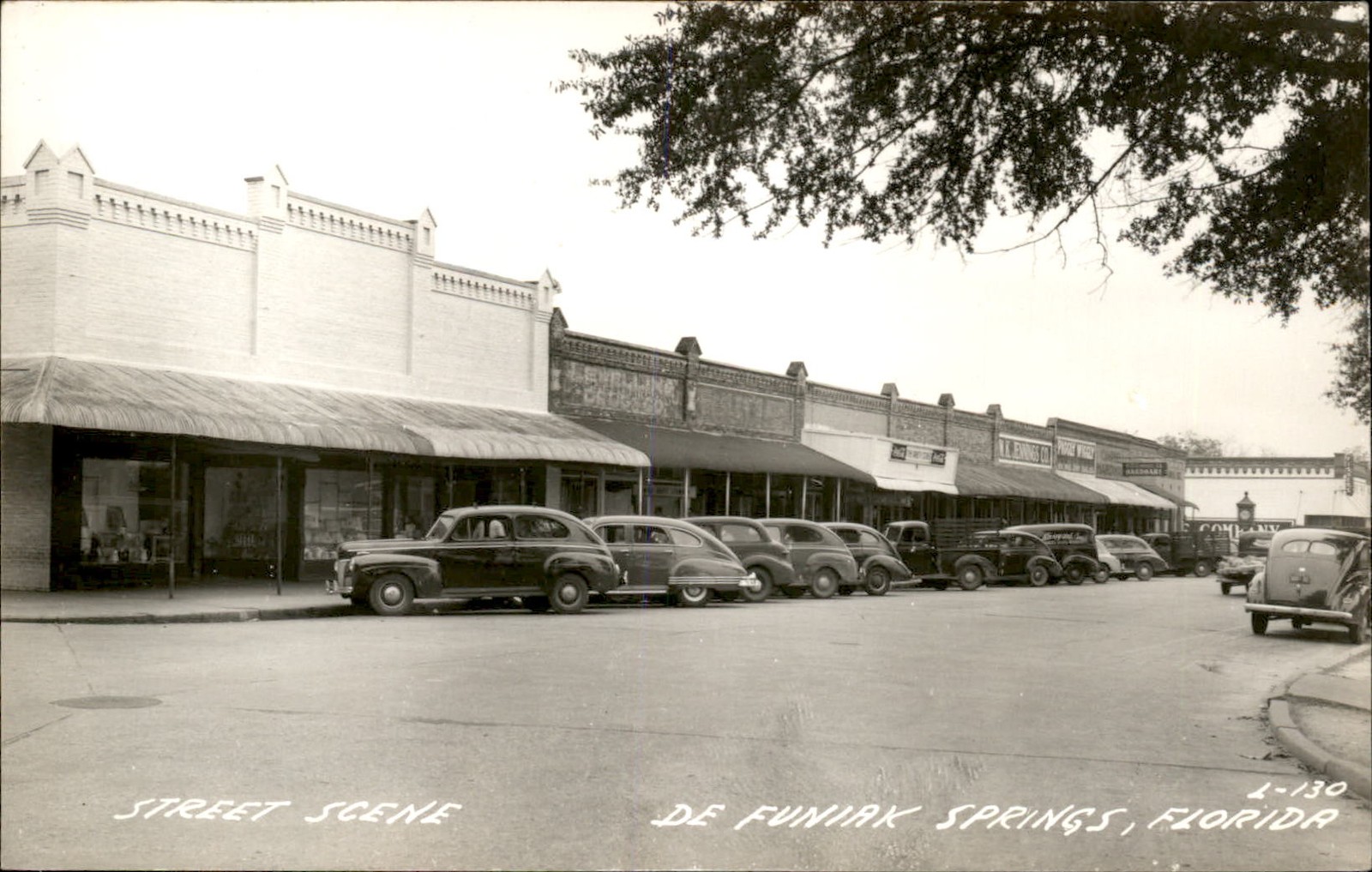 De Funiak Springs FL Street Scene c1940s-50s Real Photo Vintage Postcard bhn