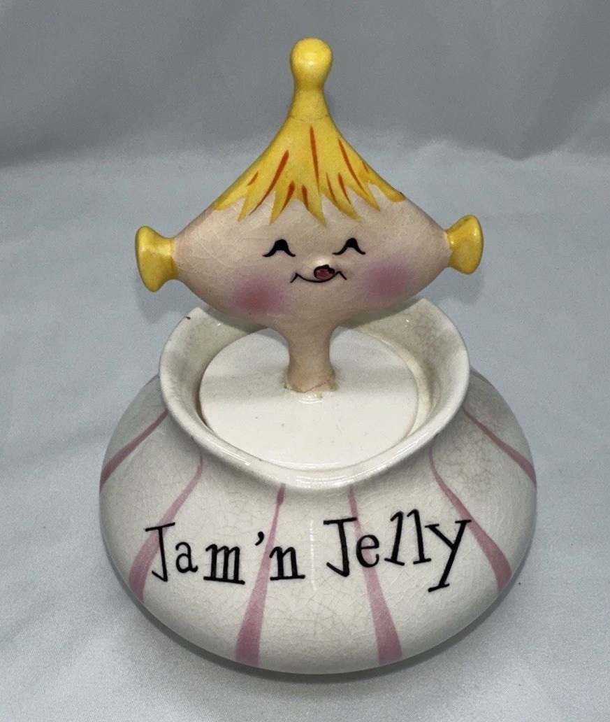 Vintage 1958 Holt Howard Pixieware Jam & Jelly Condiment Jar W/repair Vintage 1958 Holt Howard Pixieware Jam & Jelly Condiment Jar W/repair
