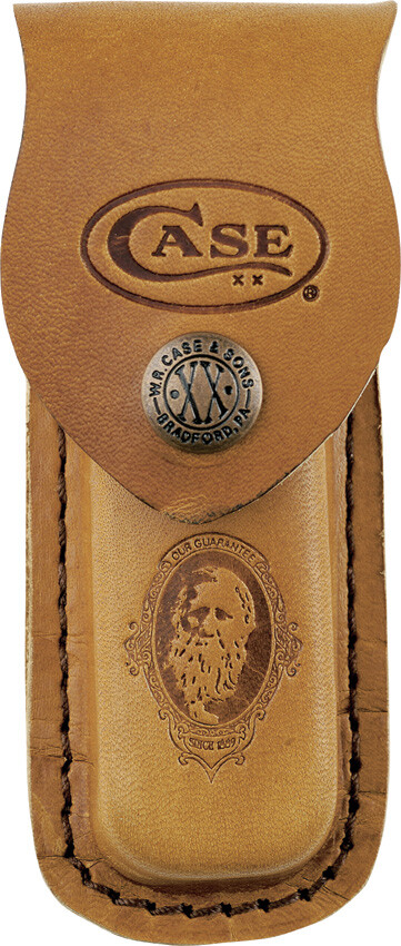 Case XX  Brown Leather Sheath Case for Folding Pocket Knife 4.5\