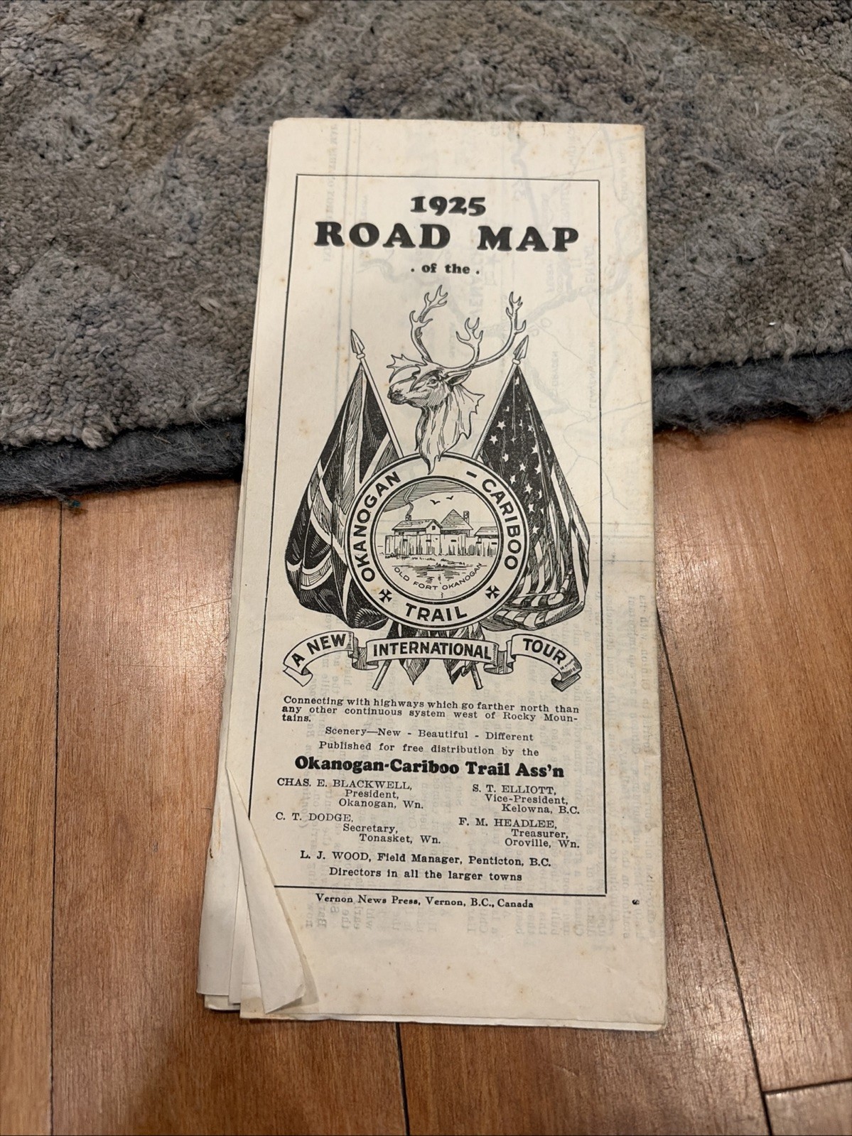 RARE 1925 Okanogan-Cariboo Trail Road Map International Tour Washington BC Old