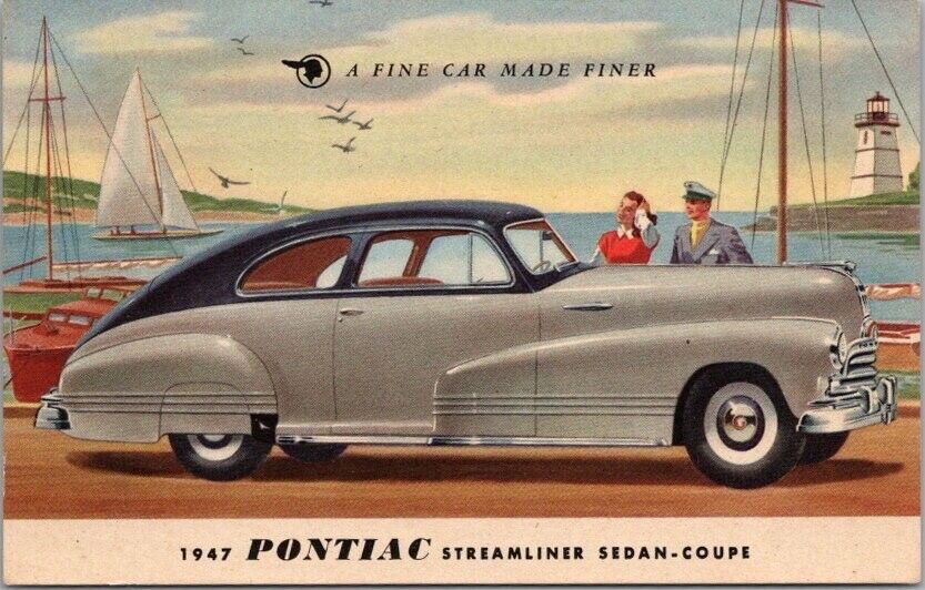 Vintage 1947 PONTIAC Automobile Advertising Postcard \