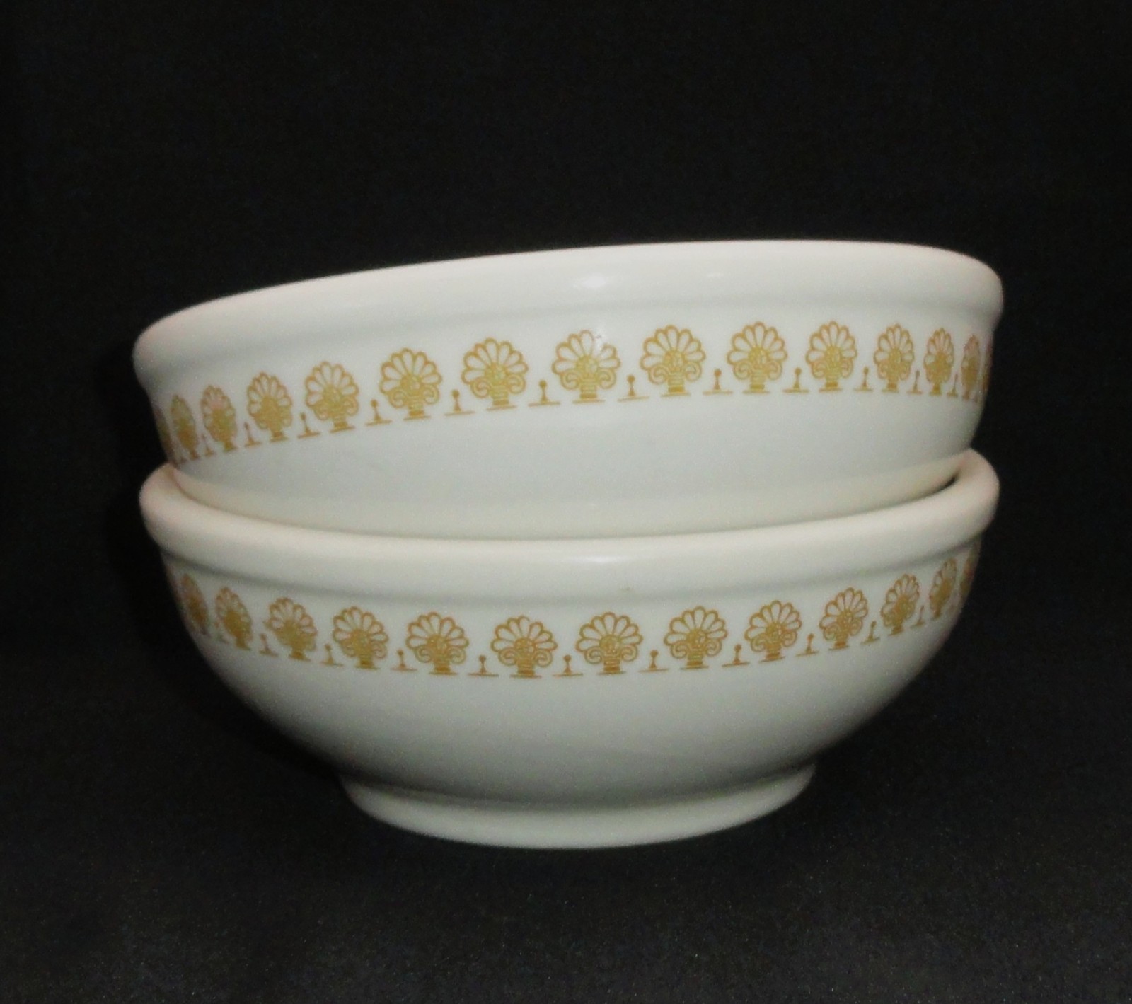 2 Shenango Restaurant Ware Bowls ~ Heavy Chunky Ironstone ~ Gold Design