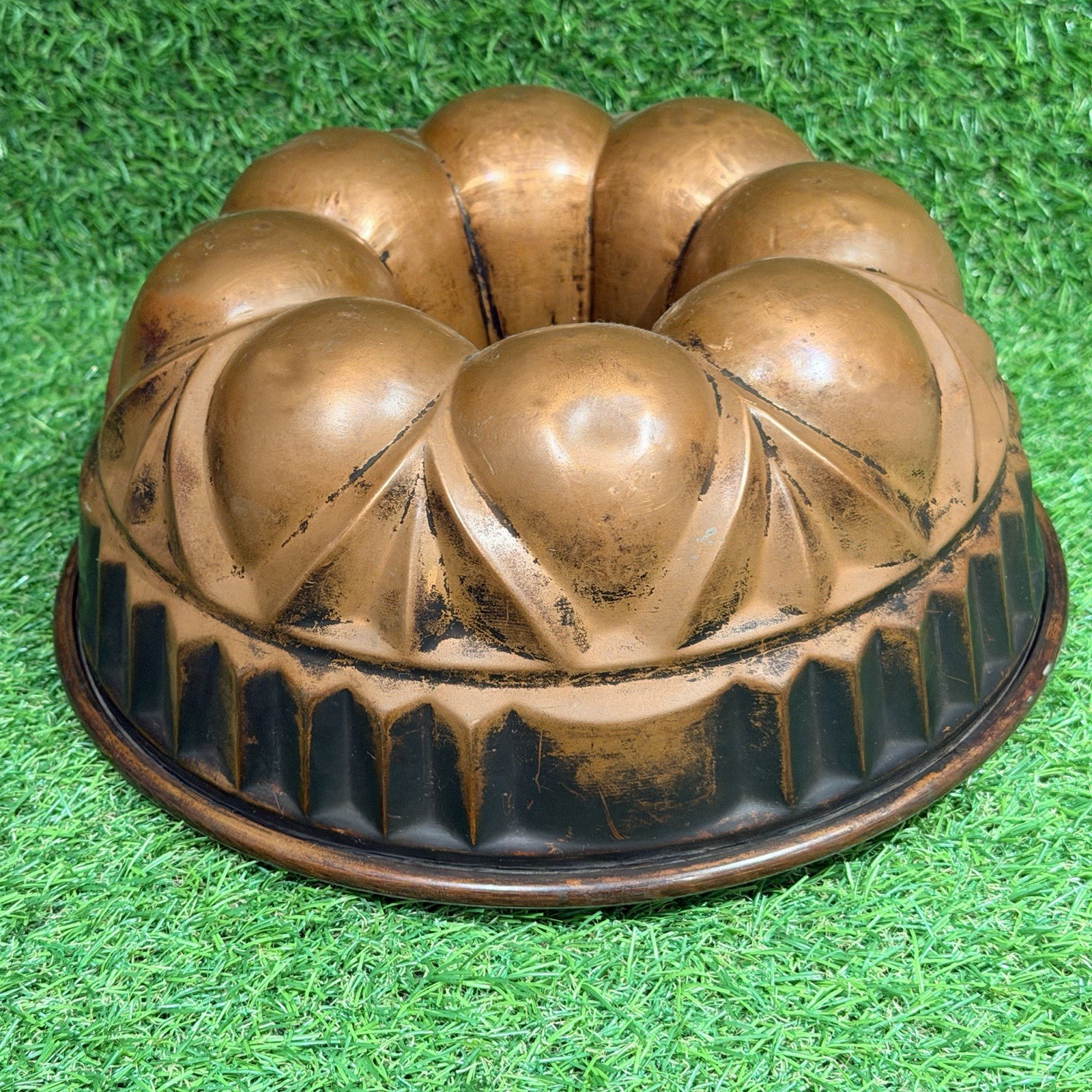 Antique German Copper Cake Mold Tin Lined Ornate Baking Pan **Nice Patina**
