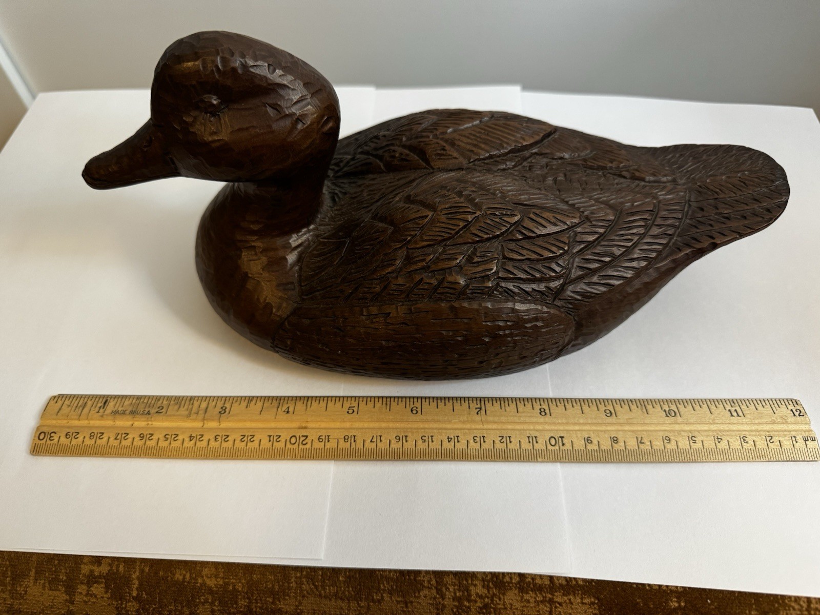 Vintage Red Mill Mfg Hand Carved Wooden Duck Figurine Farmhouse Decor