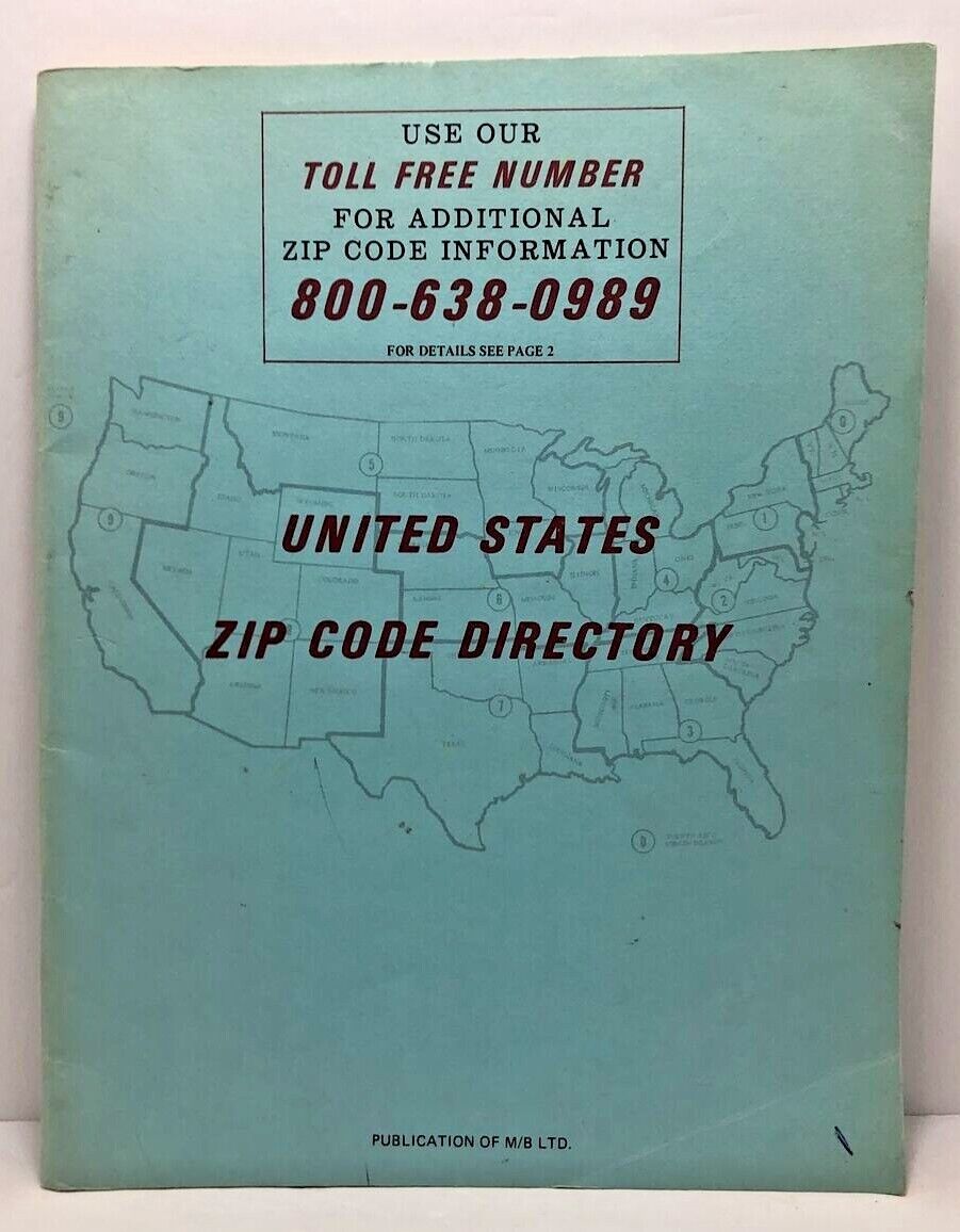 Vintage 1960\'s United States Zip Code Directory - M/B LTD. - Paperback