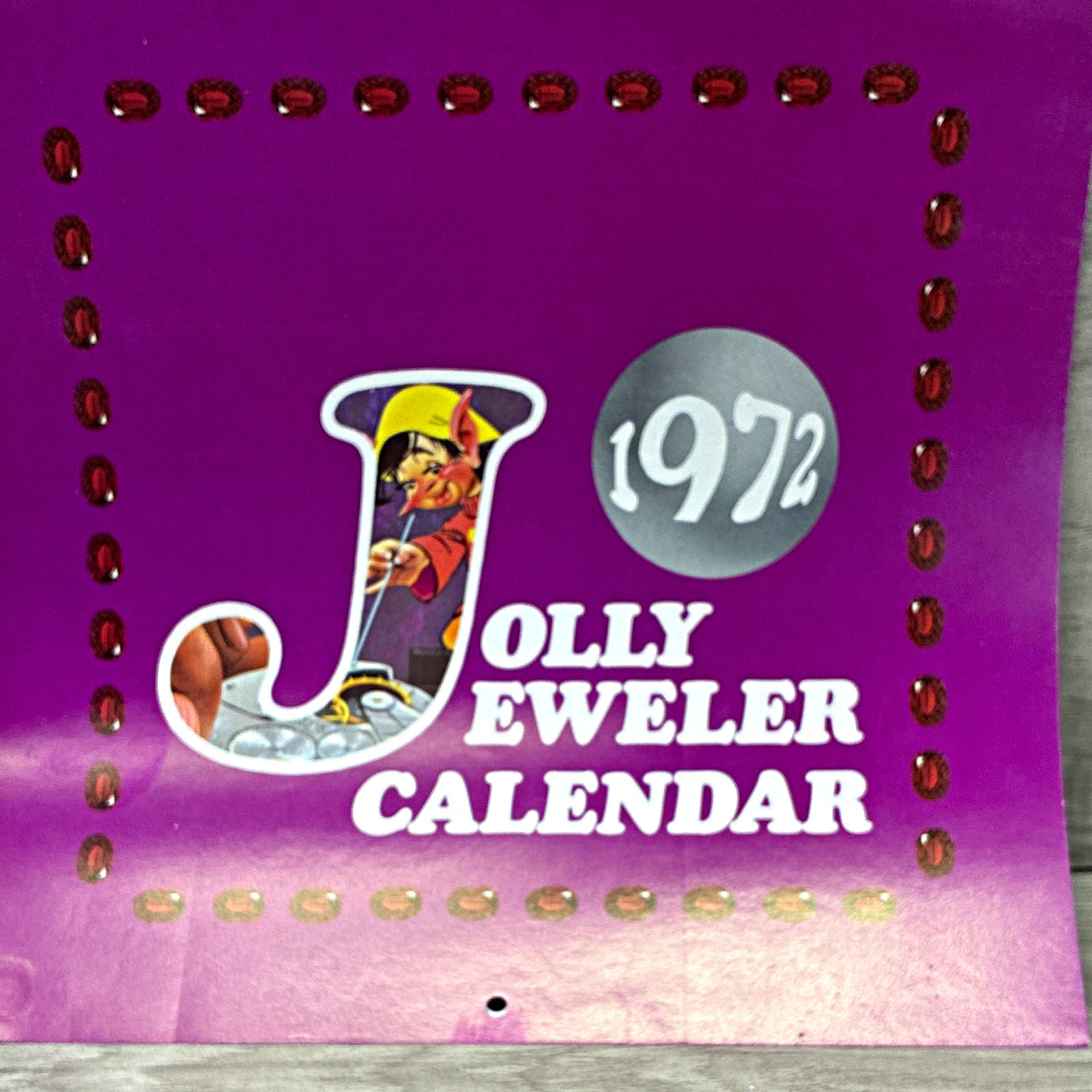 Ken Lloyd Jeweler 1972 Advertising Calendar Spokane WA Purple & White with Elves