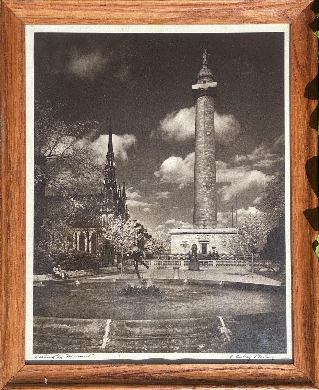 A Aubrey Bodine Signed Washington Monument Baltimore Photo Framed Maryland A Aubrey Bodine Signed Washington Monument Baltimore Photo Framed Maryland