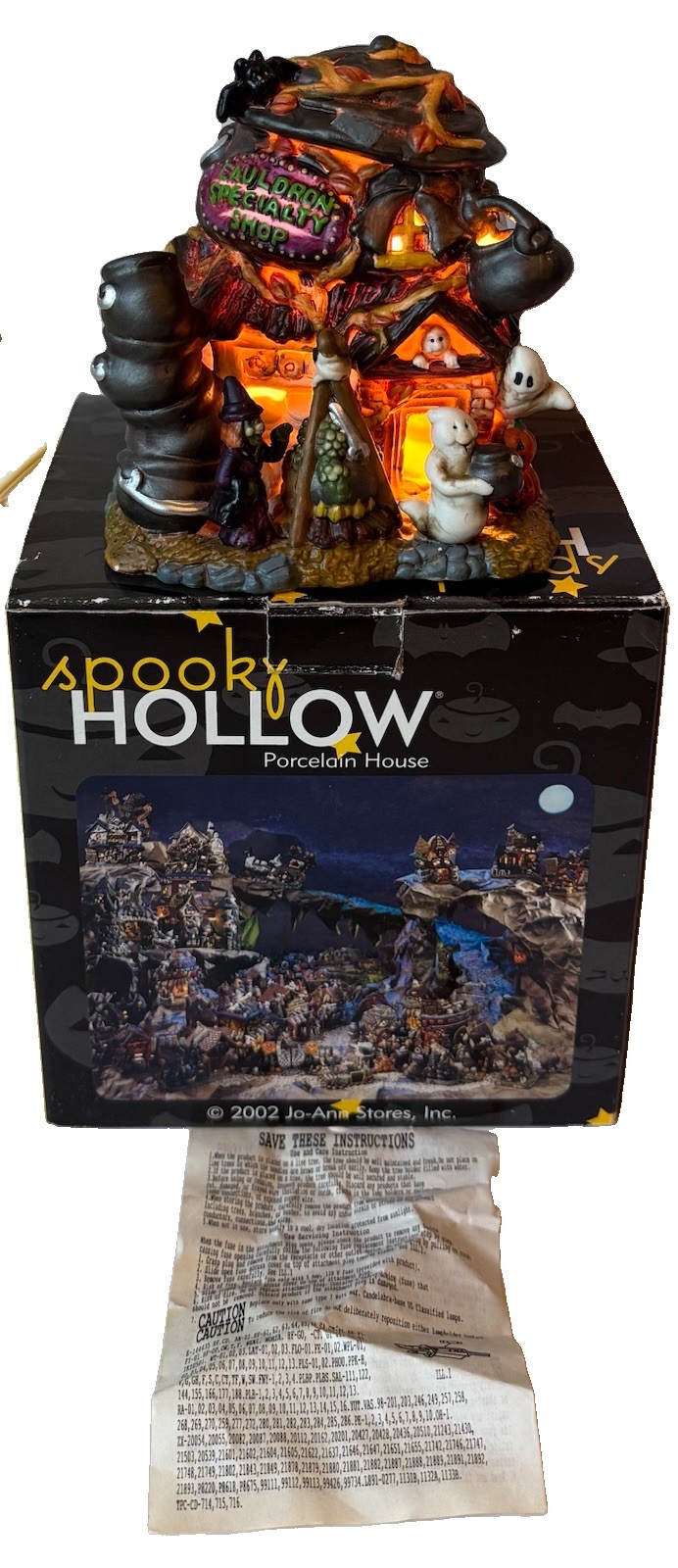 Vintage Y2K Spooky Hollow Cauldron Specialty Shop Porcelain House Lighted 2002