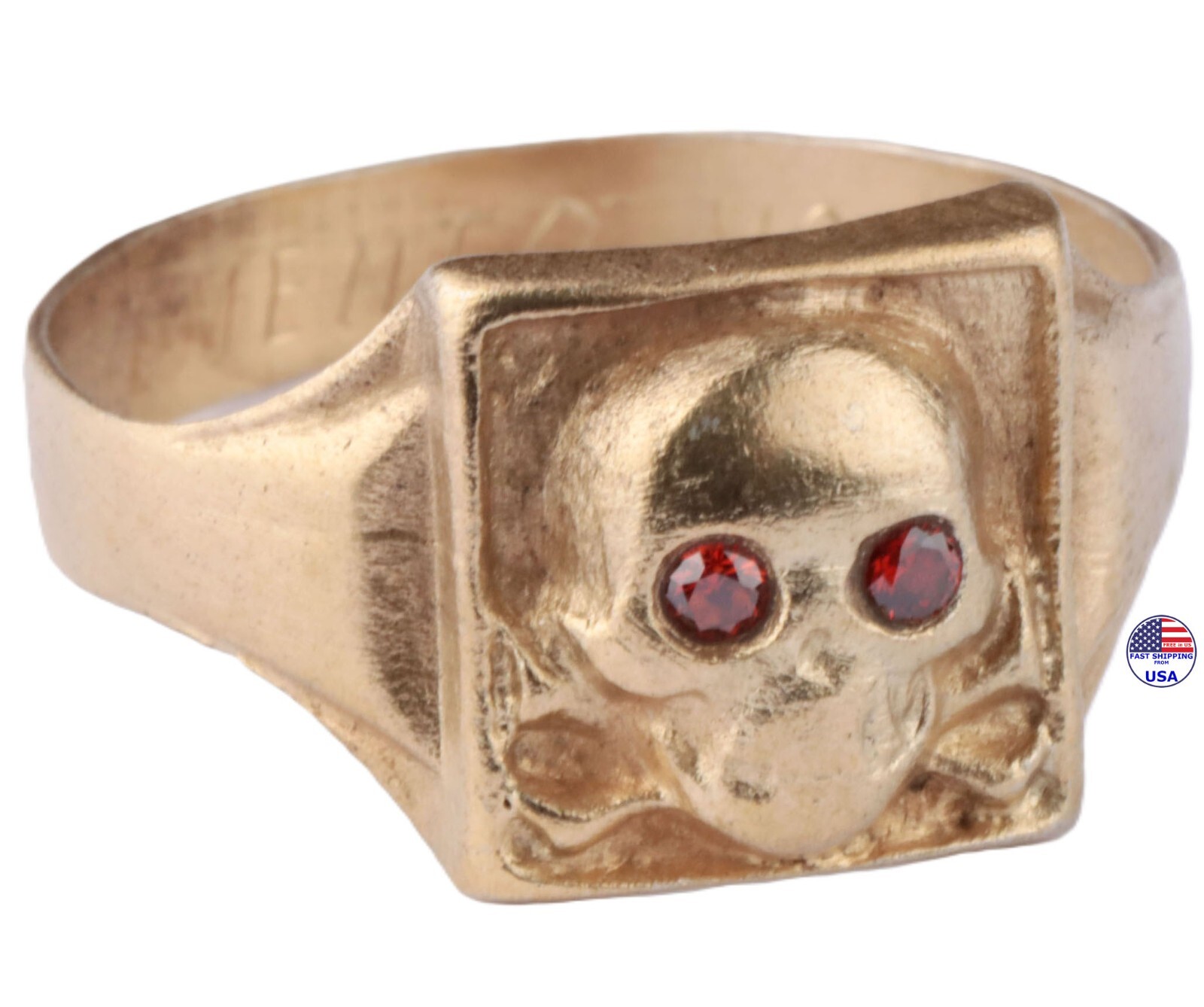 Antique Memento Mori Gold Ring Remember to Die Masonic Ritual Signet jewelry art