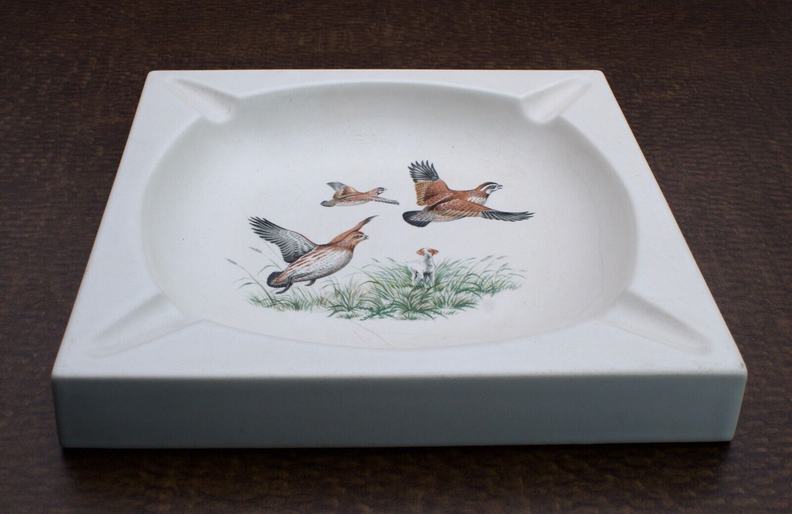 Vintage HYALYN Porcelain HUNTING QUAILS BIRDS 9x9\