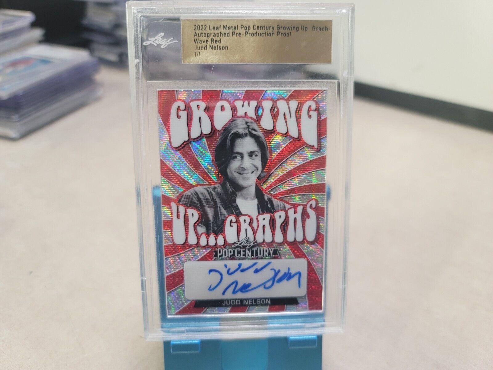 2022 Leaf Pop Culture Judd Nelson Auto Wave Red 1/1   Preproduction Proof T8049