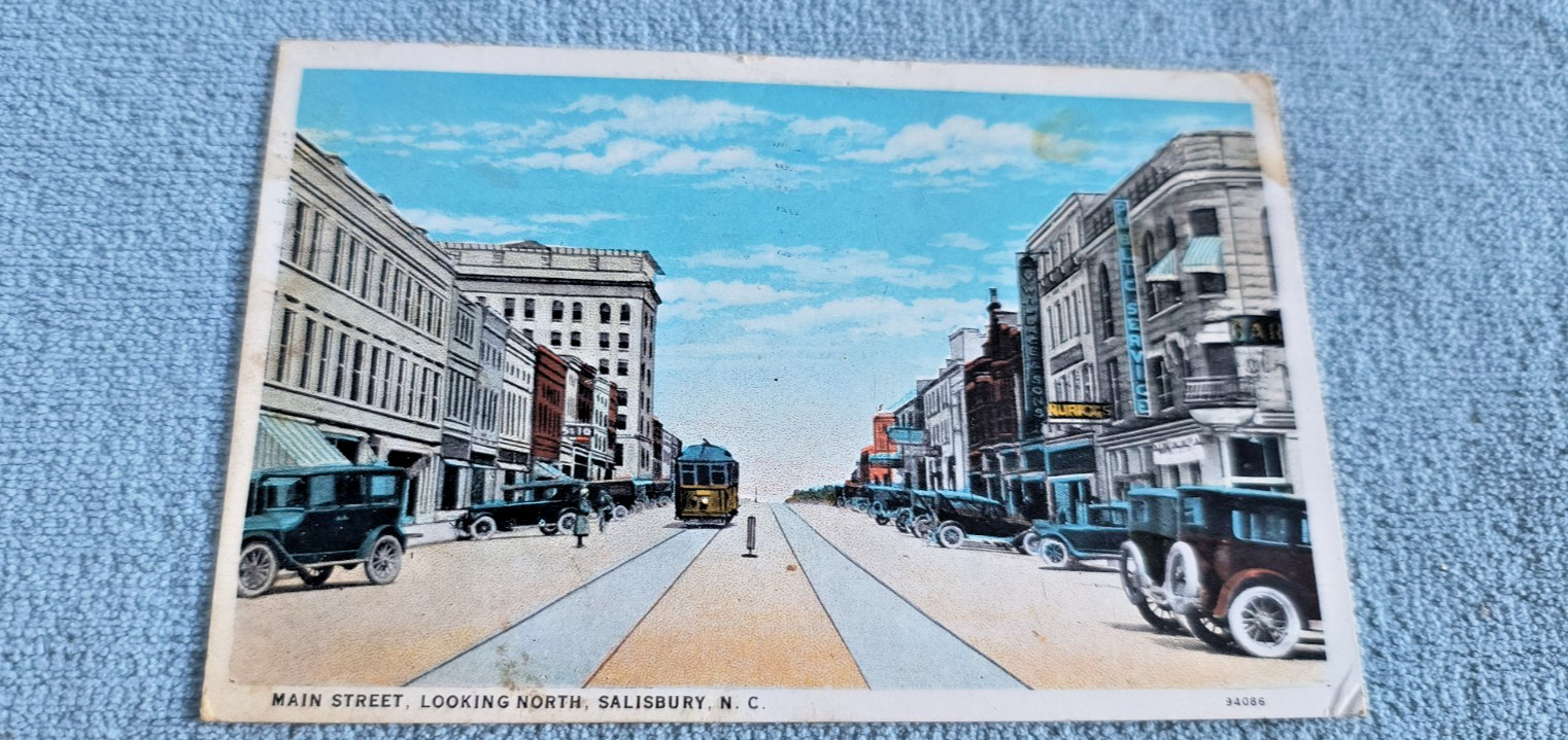 Vtg SALISBURY NC North Carolina~MAIN STREET LOOKING NORTH~1920s Vtg SALISBURY NC North Carolina~MAIN STREET LOOKING NORTH~1920s