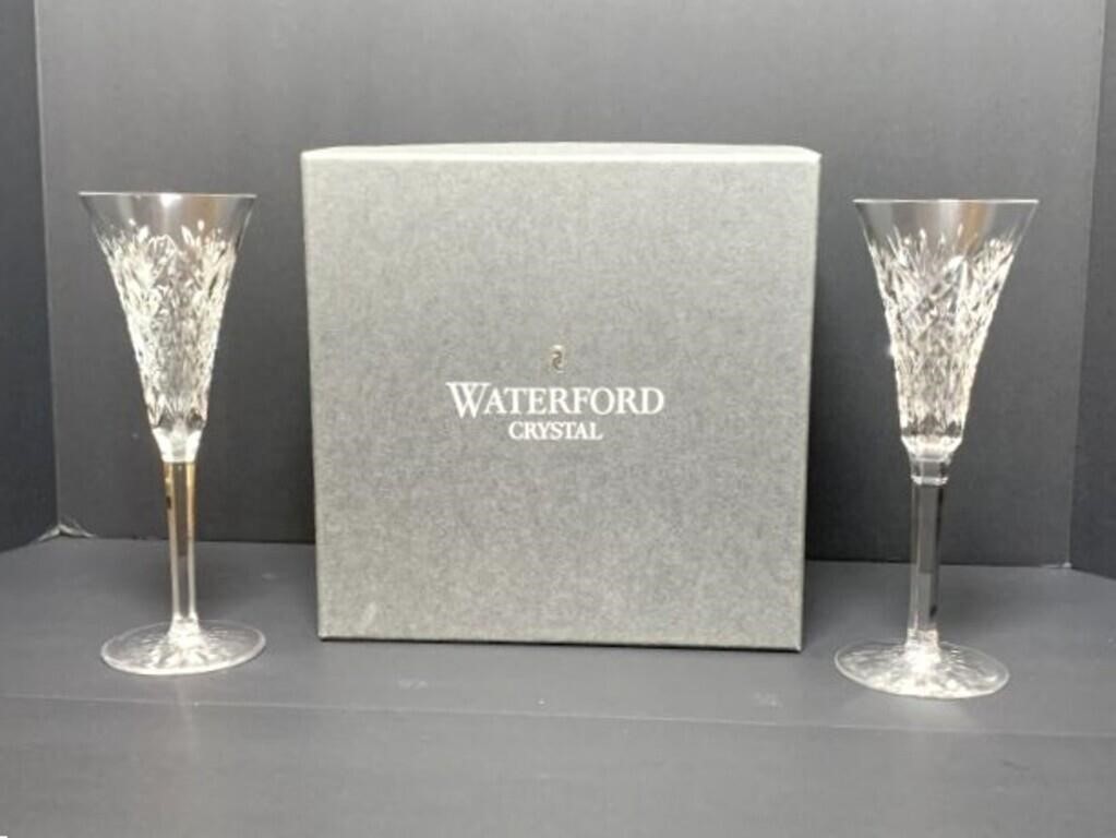 Rare Vintage Waterford Crystal retired Kilbarry Champagne Flutes Stemmed 2 Set Rare Vintage Waterford Crystal retired Kilbarry Champagne Flutes Stemmed 2 Set