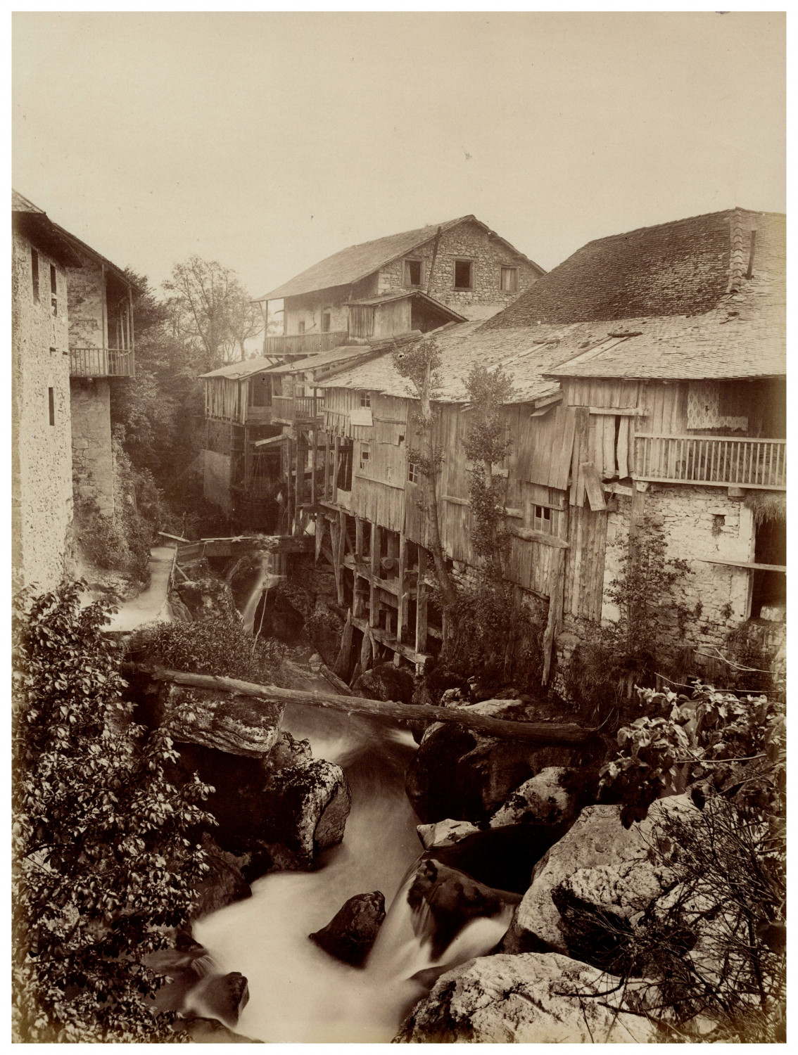 Neurdein, France, Grésy-sur-Aix, Les Moulins vintage albumen print Albu print