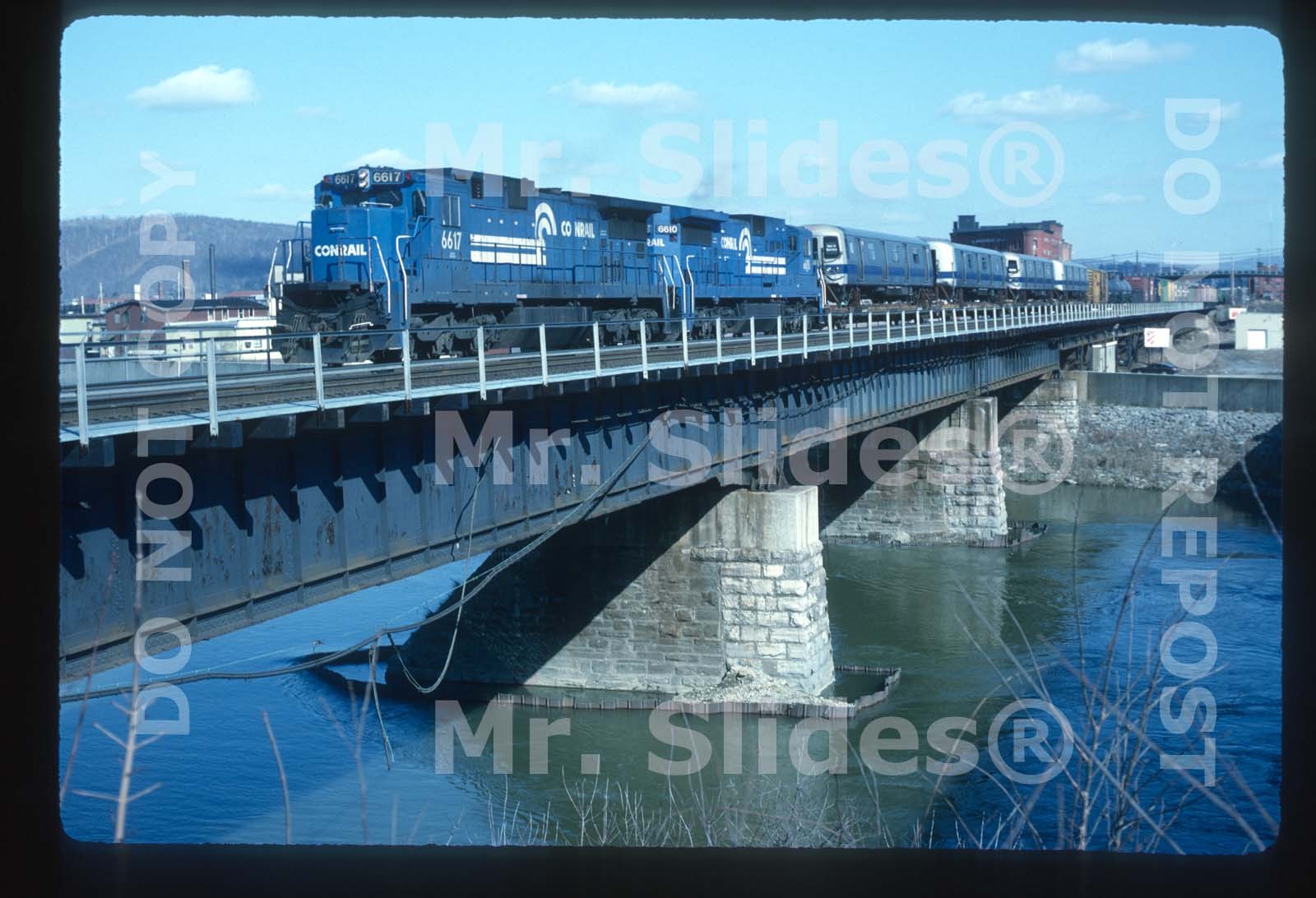 Original Slide CR Conrail Rare Class C32-8 6617 & 1 Action In 1981