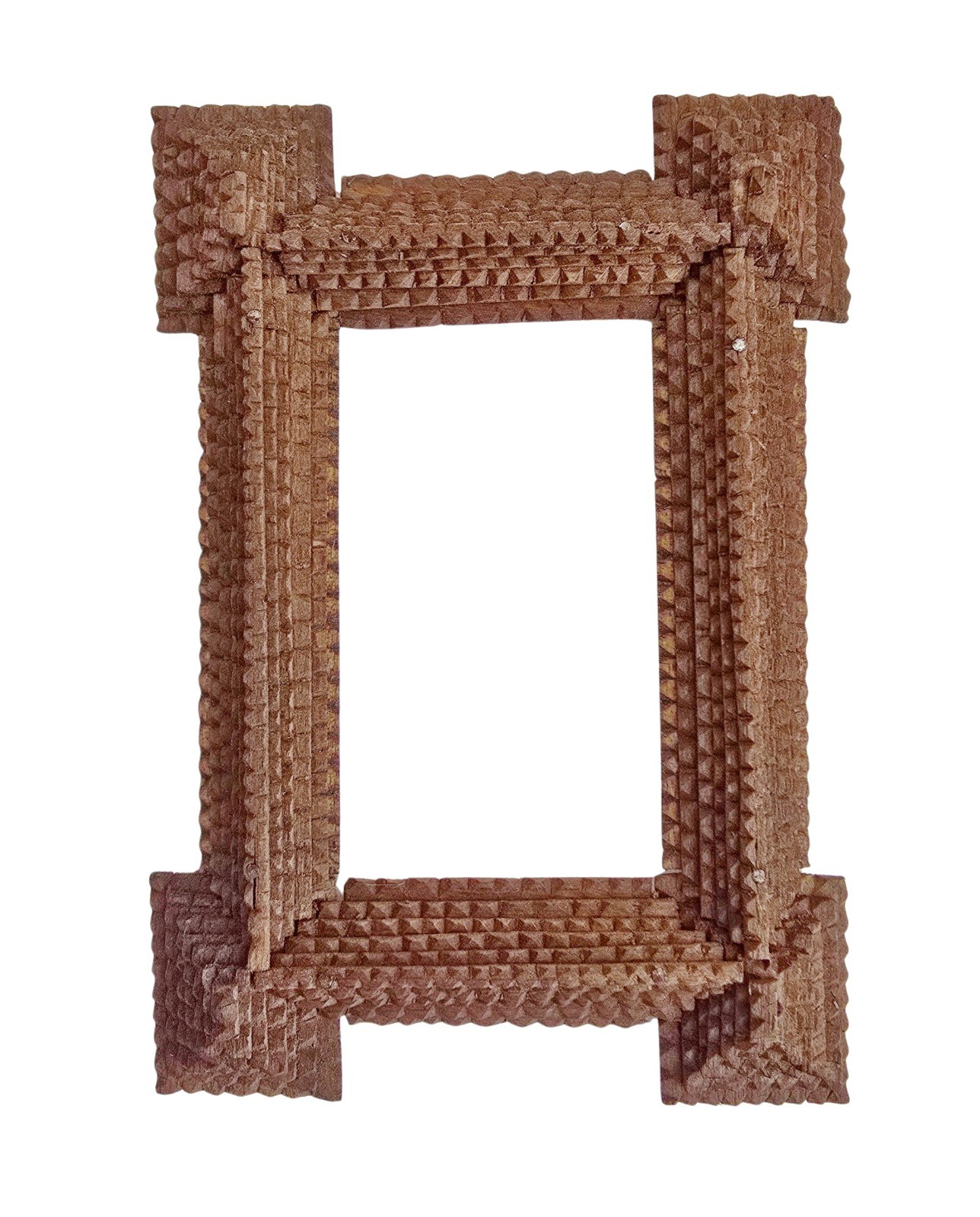 Antique Tramp Art Picture Frame, Black Forest, Original 19th Century (# 19355)