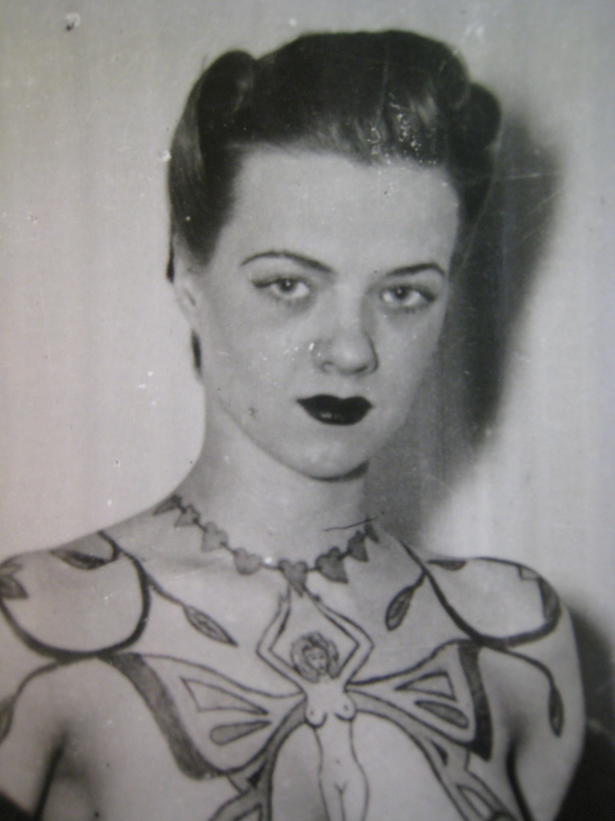 Vintage 7X5 in. Tattooed WOMAN Photo - Sideshow , KOBEL, T-236 TOMMY ULSTIN