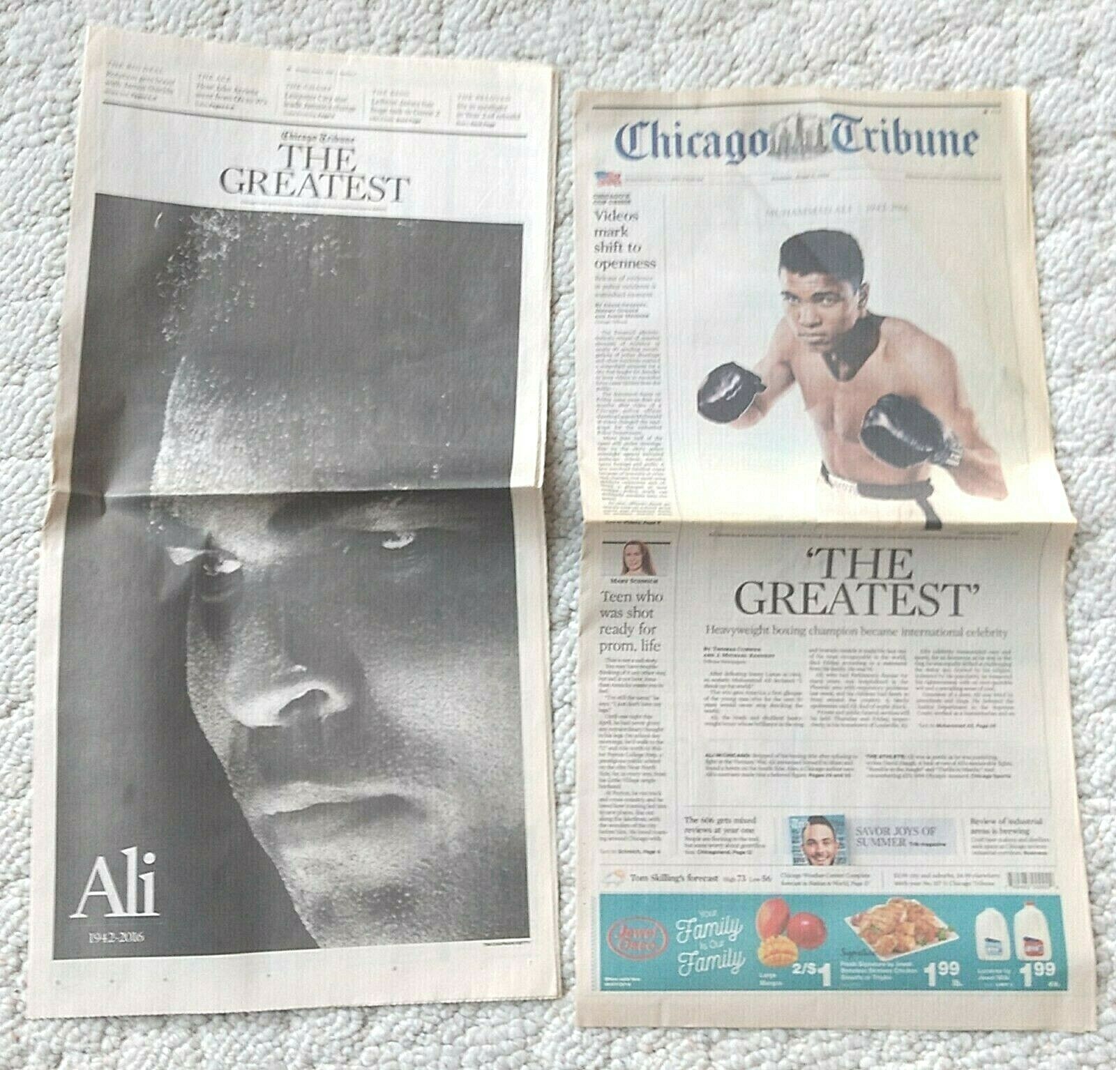 Death Muhammad  Ali   Chicago Tribune 6-4-2016 plus 6-5-2016 The Greatest