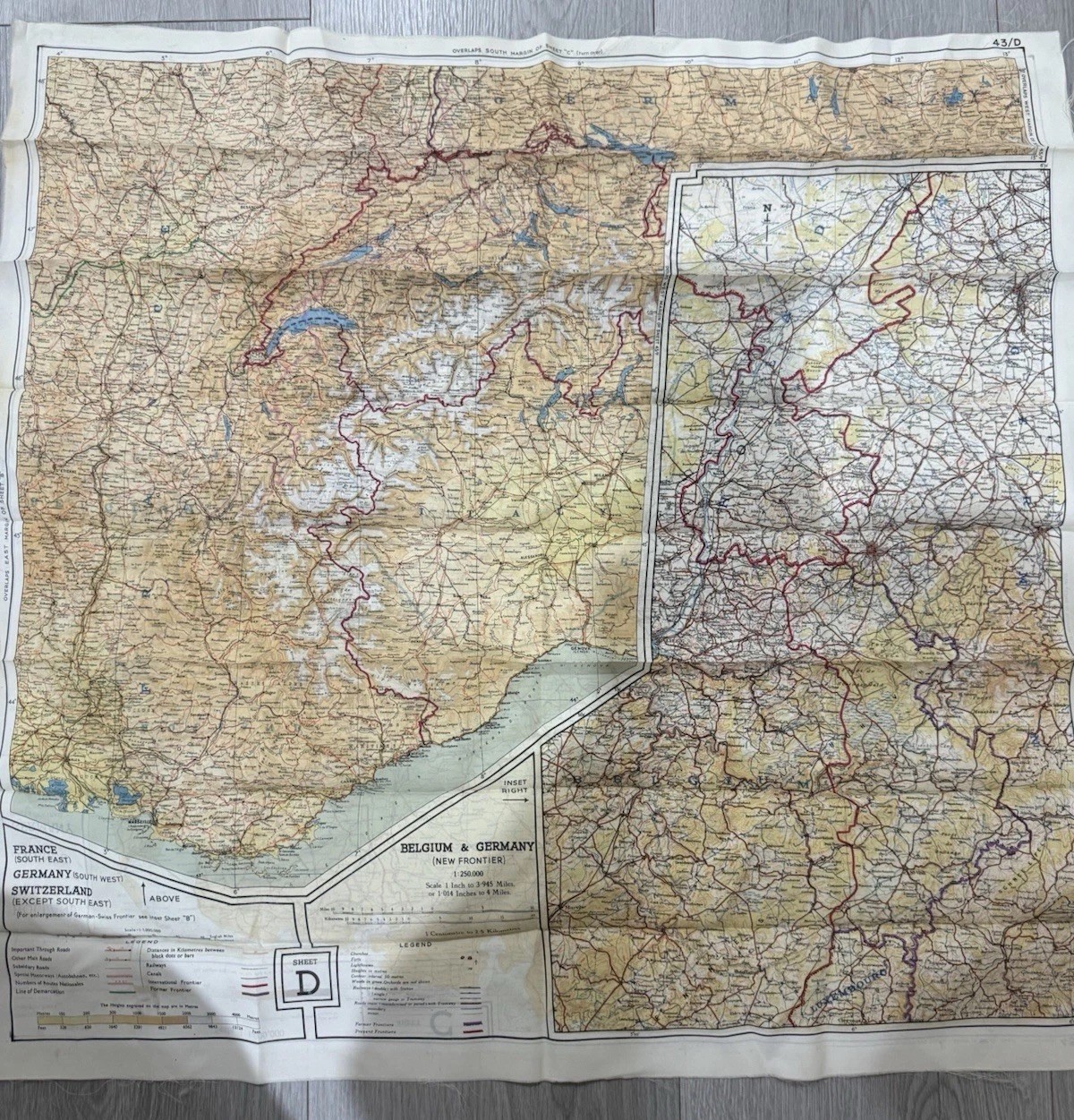 Original WWII WW2 Paratrooper Silk Map Sheet C D Two Sided Holland Belgium D Day