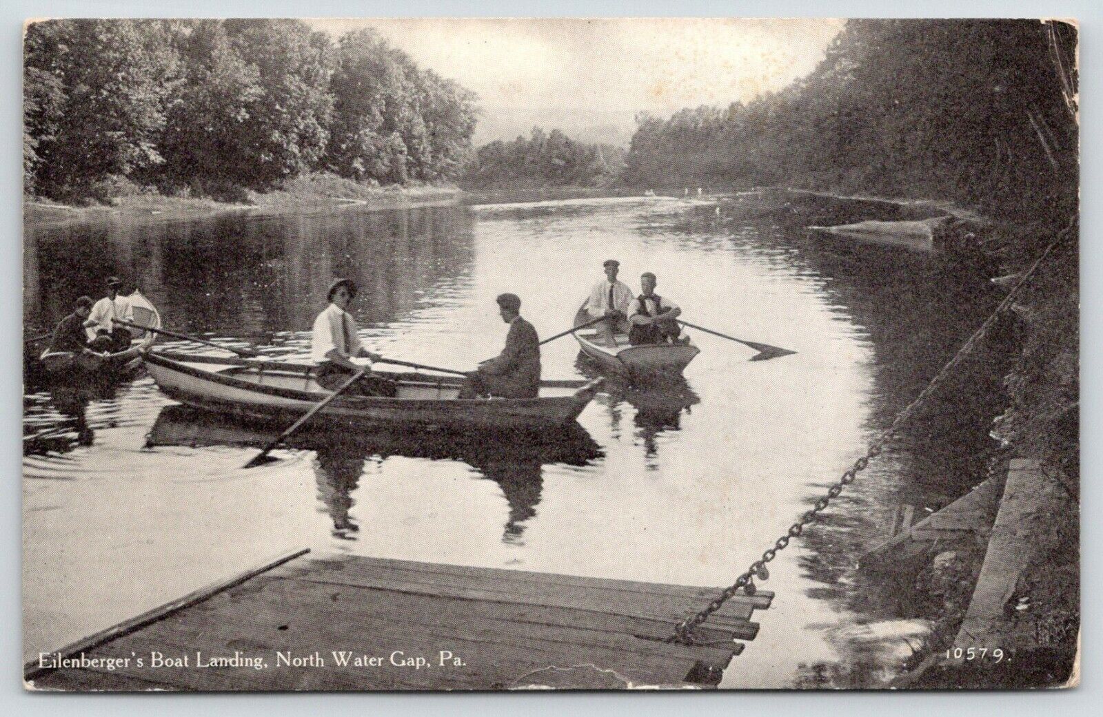 North Water Gap Pennsylvania~Men Rowing @ Eilenberger\'s Boat Landing~c1910
