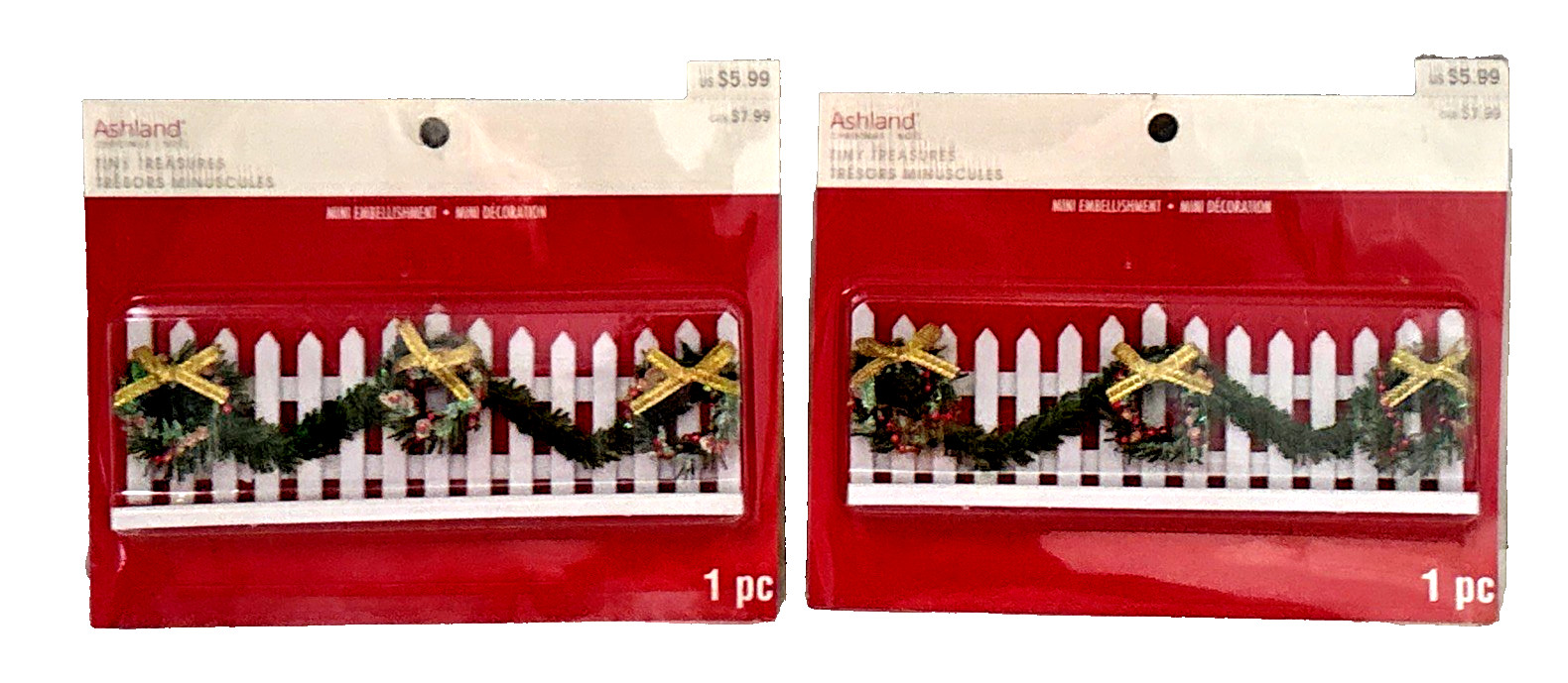 Ashland Tiny Treasures Christmas Miniature Picket Fence Wreath Garland Decor