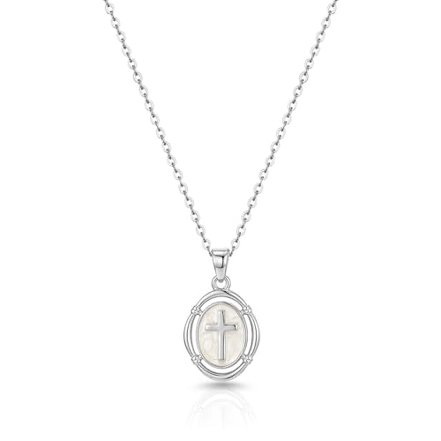 Bheop Cross Necklace for Women, 14K Gold Silver Enamel Pendant Necklace