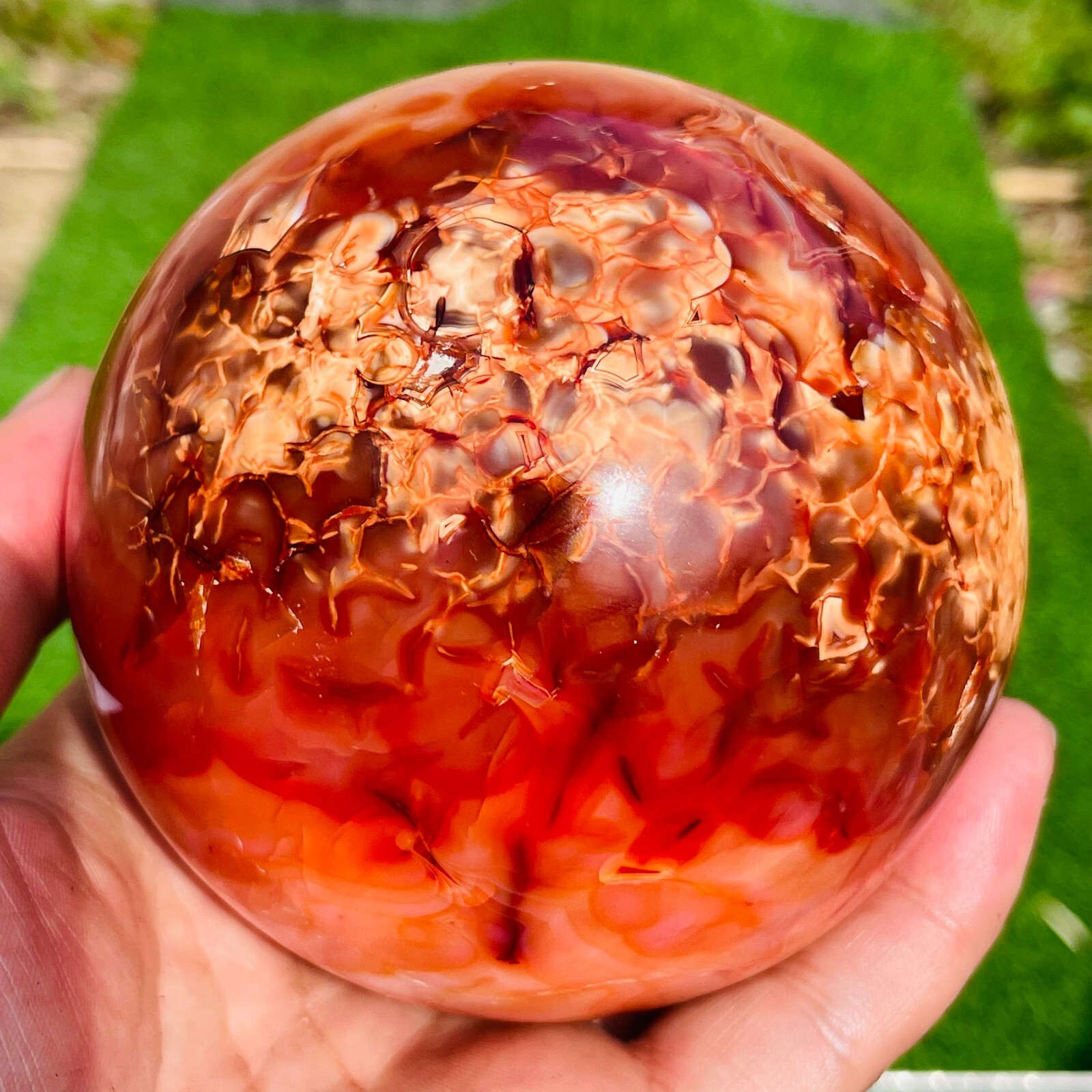 1043g Large Natural Red Carnelian Agate Ball Quartz Crystal Sphere Healing
