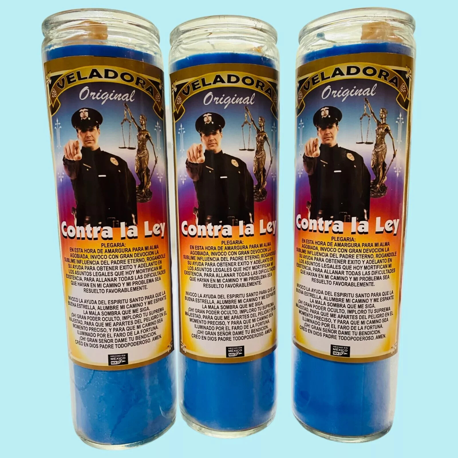 3x Set- Contra la Ley Veladora Preparada, Against the Law Fixed Candles.