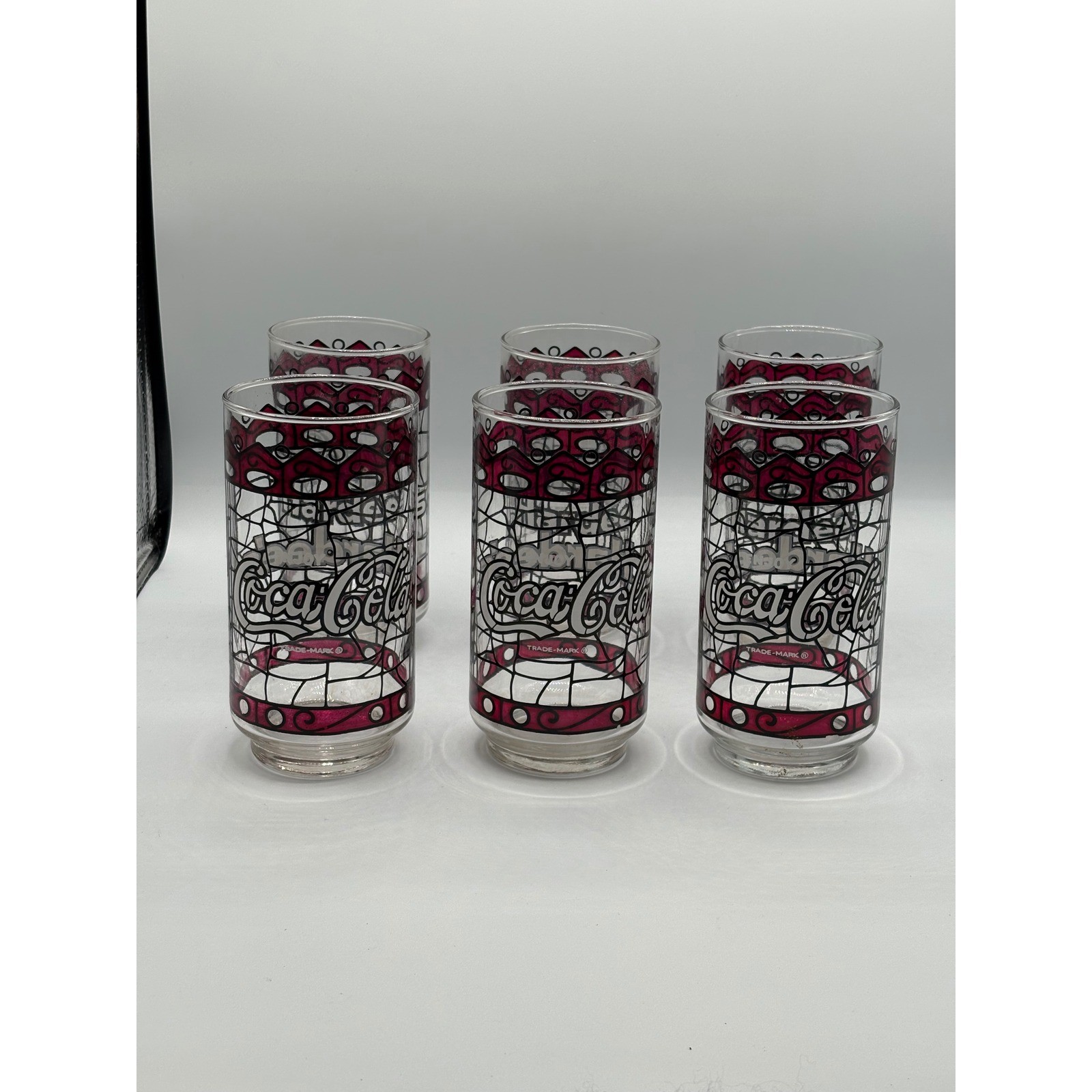 Vintage Coca-Cola Hardee\'s Tiffany Stained Glass Style Tumblers Set of 6