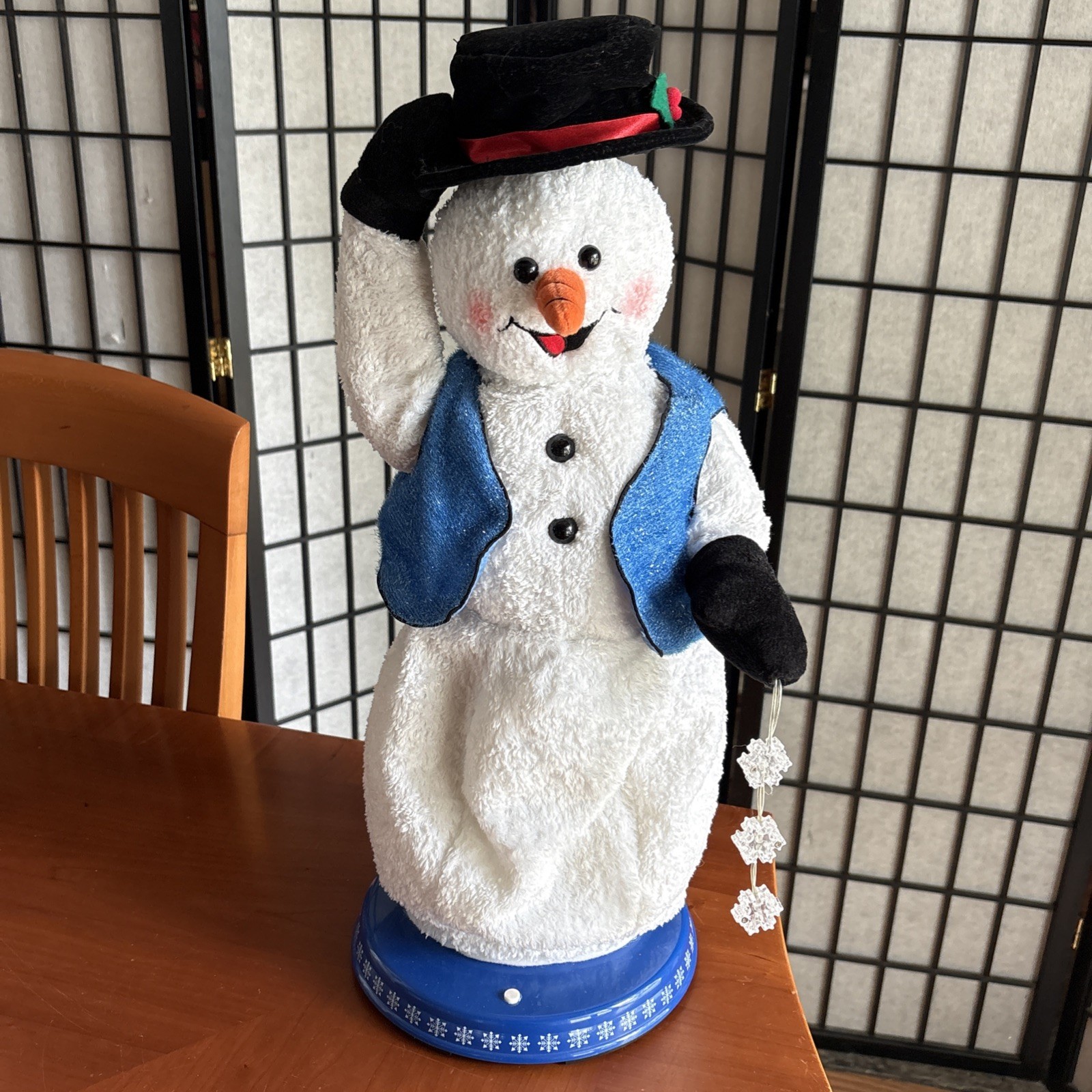 VTG 2002 Gemmy Holiday Spinning Snowflake Snowman Miser - Works Partially - Read VTG 2002 Gemmy Holiday Spinning Snowflake Snowman Miser - Works Partially - Read