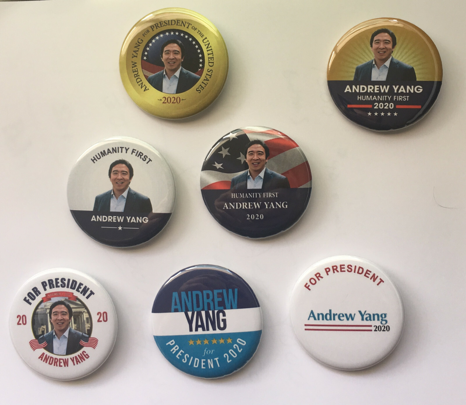Andrew Yang for President Campaign Buttons set of 6 (YANG-701-ALL)